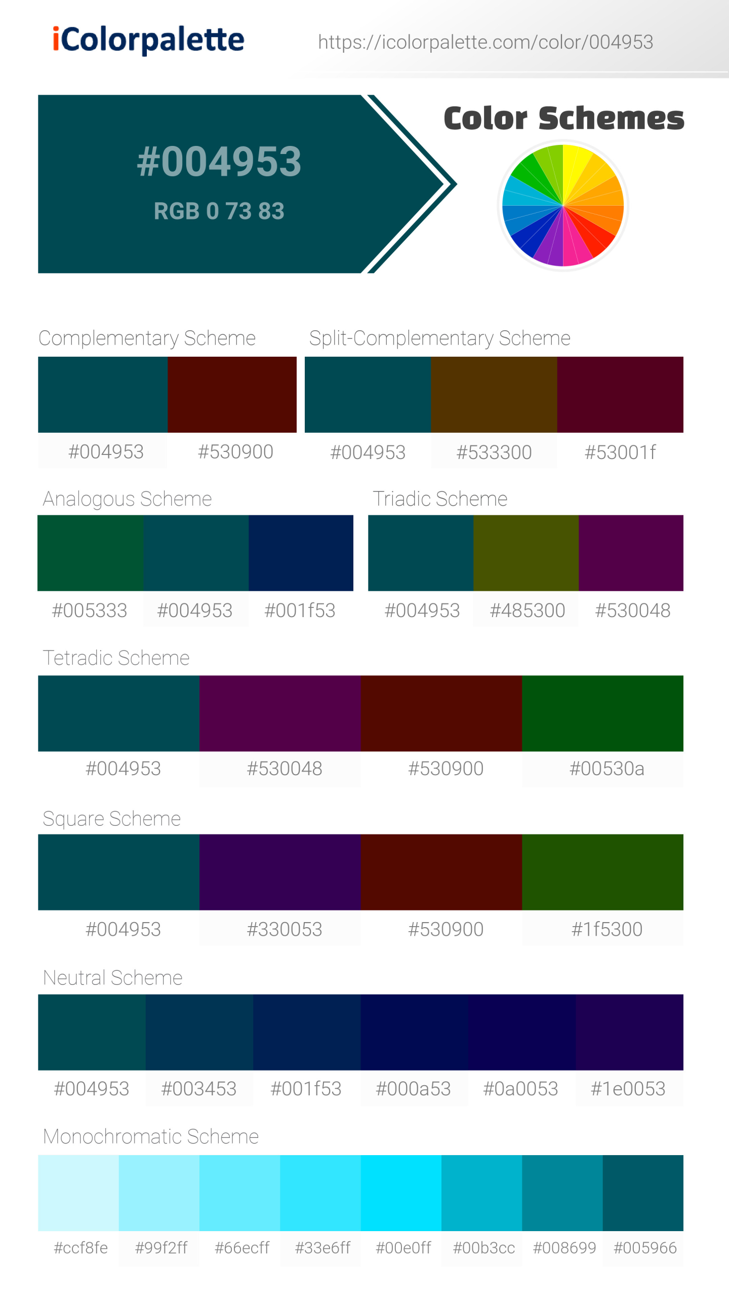 Midnight Green information, Hsl, Rgb