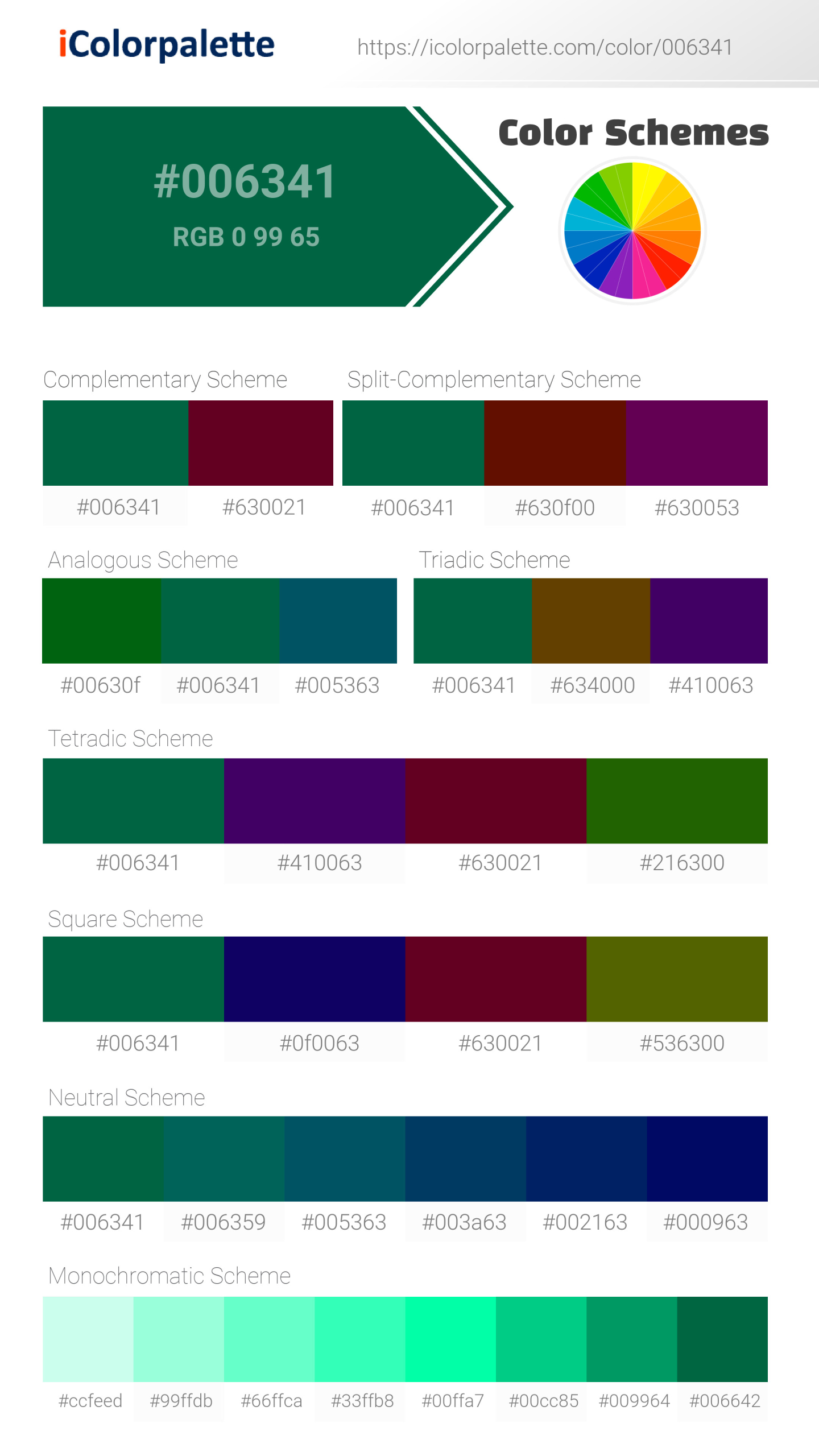 Pantone 3425 C Color | Hex color Code #006341 information | Hsl | Rgb ...