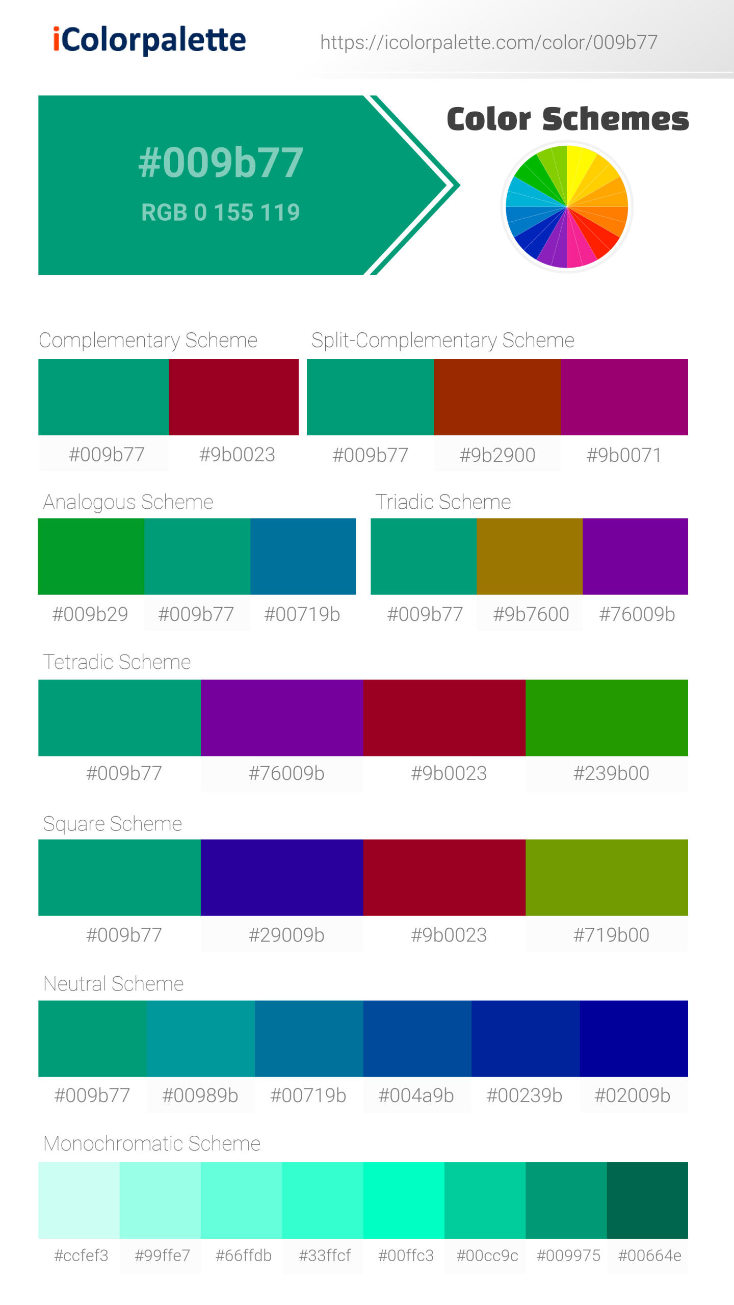 Pantone 3278 C Color | Hex color Code #009b77 information