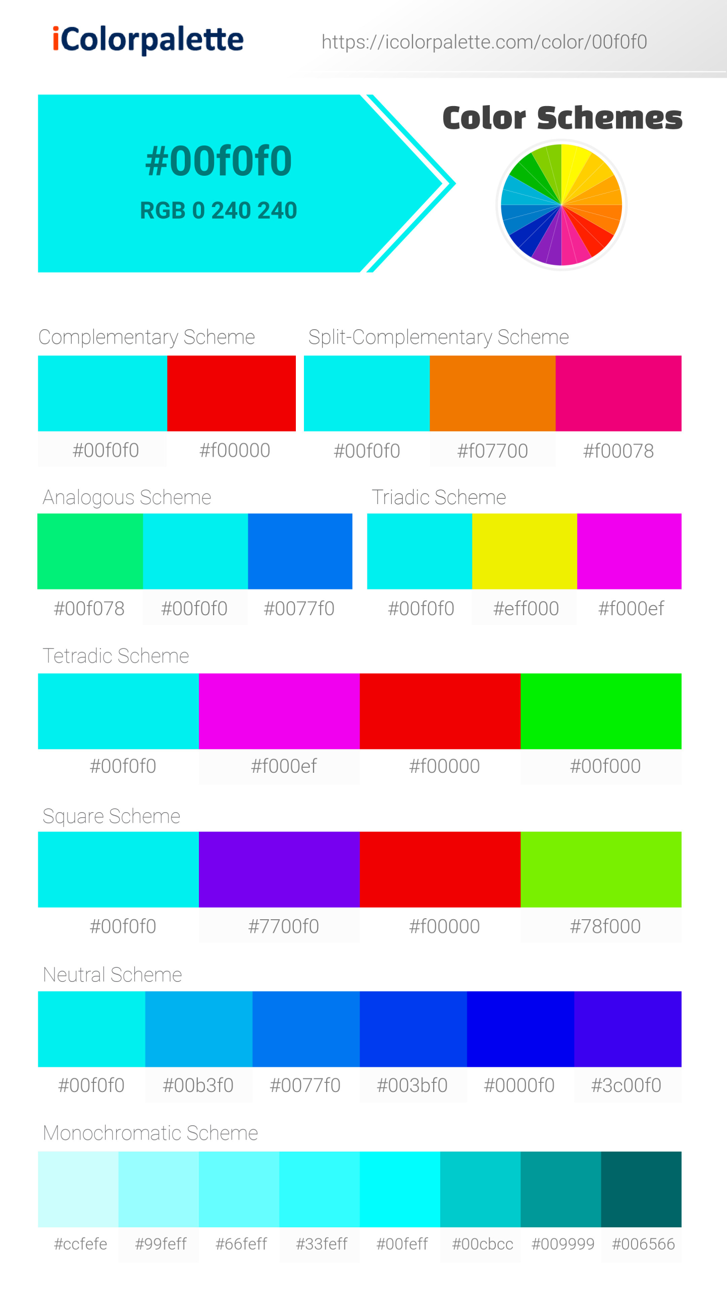 Cold Light Of Day (similar) Color | 00f0f0 | Color conversion CMYK ...