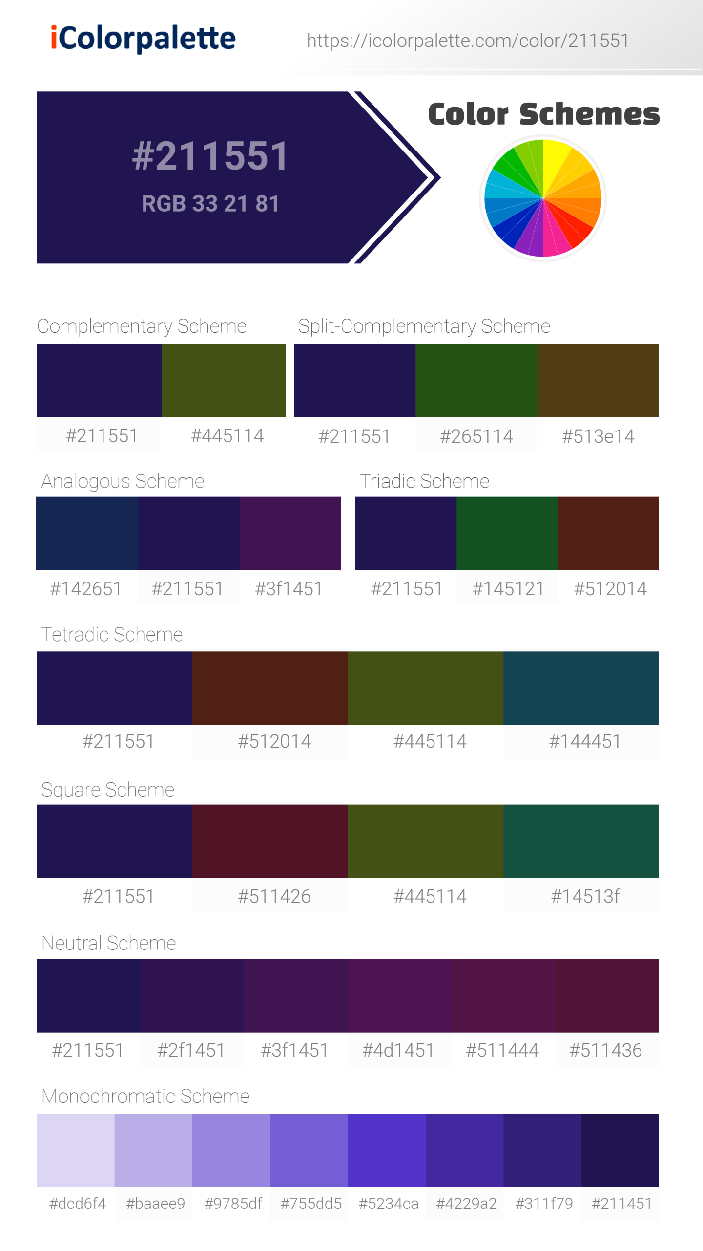 Pantone 274 C Color | Hex color Code #211551 information