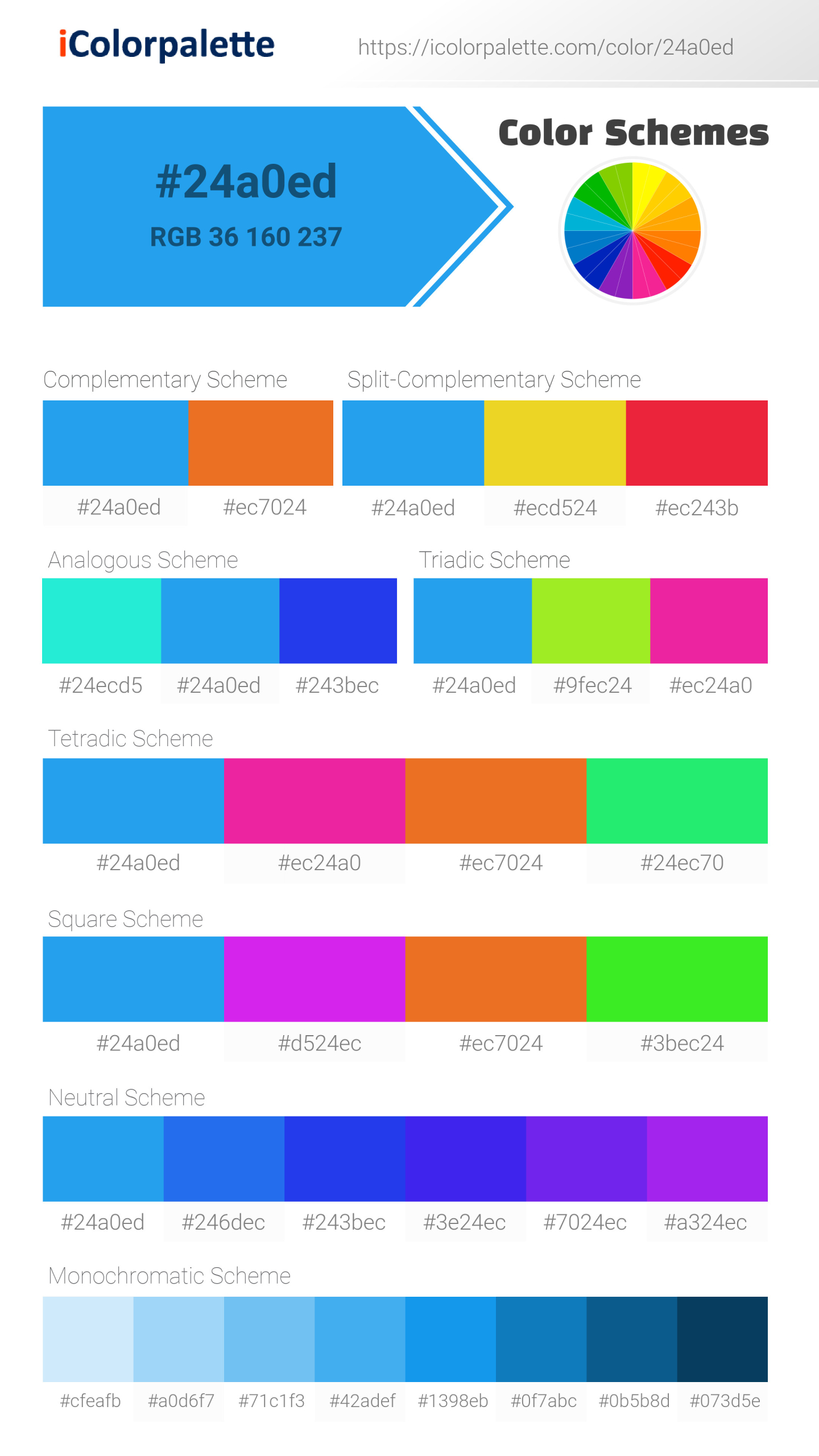 Button Blue Color 24a0ed Information Hsl Rgb Pantone
