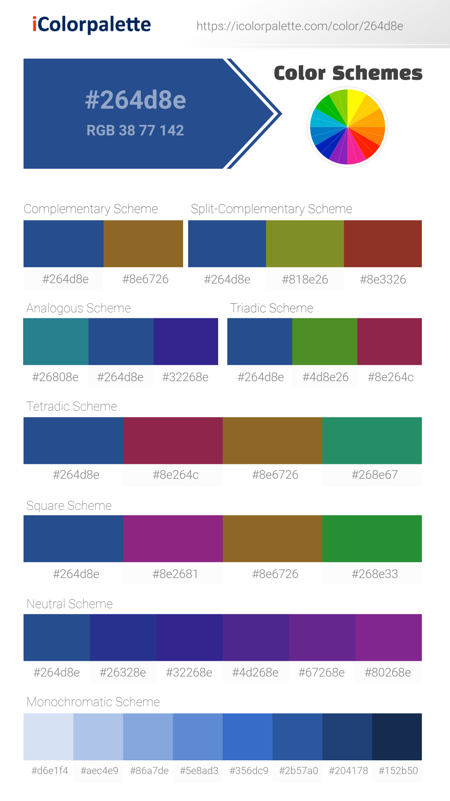 Unity Color | 264d8e information | Hsl | Rgb | Pantone