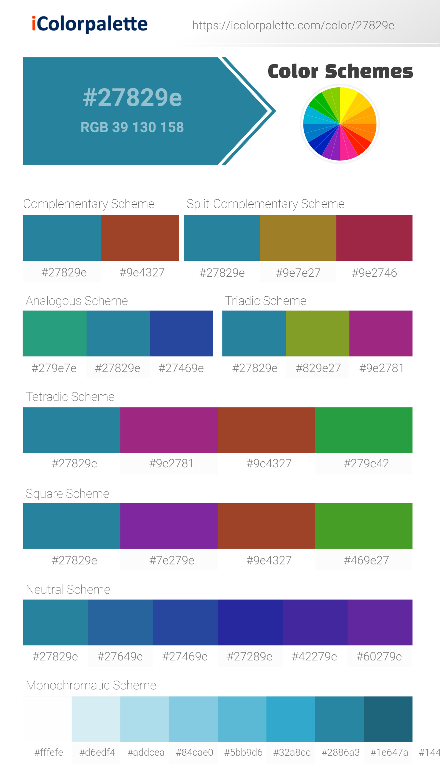 Hex Color #27829e information | Hsl | Rgb | Pantone