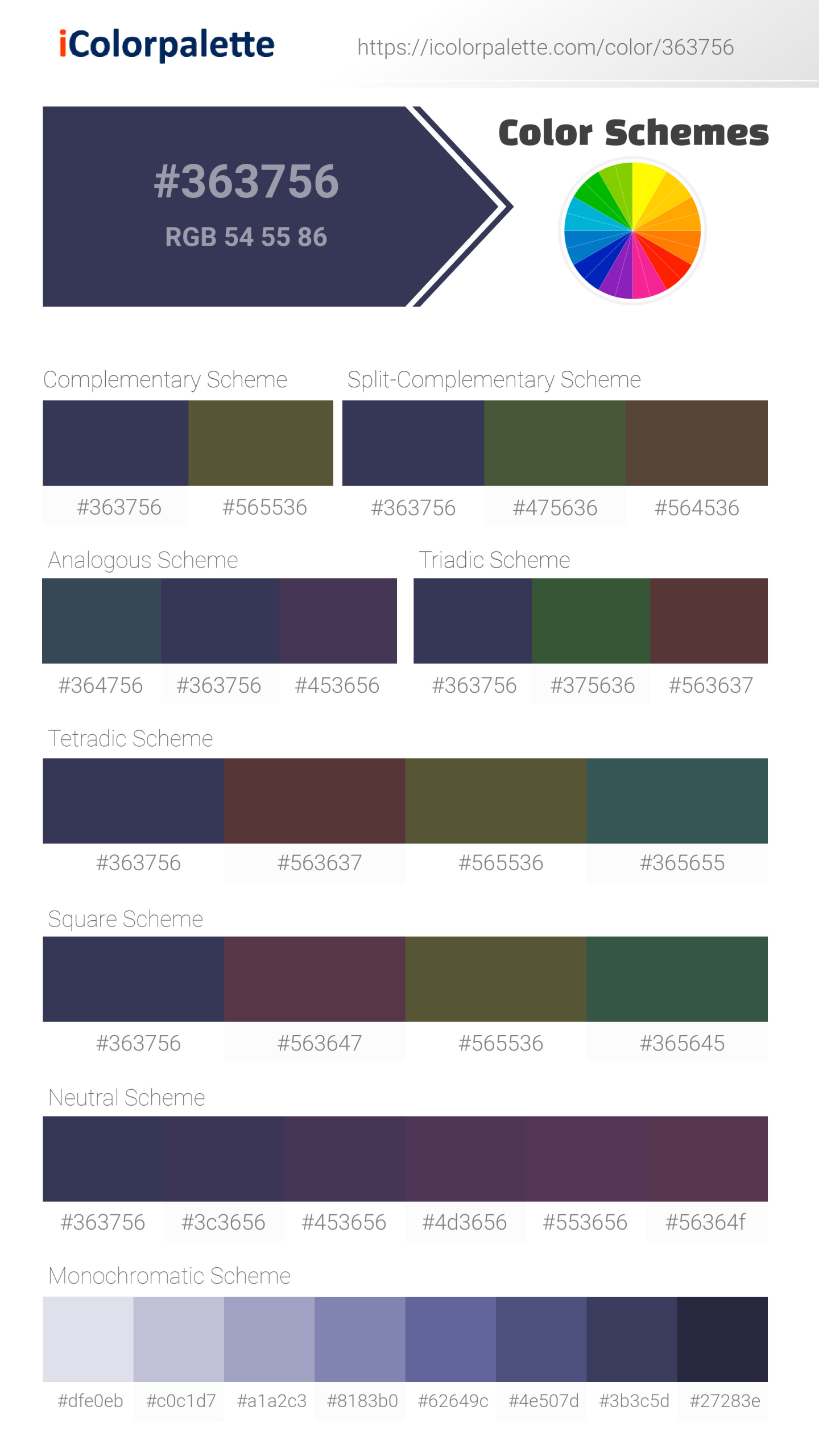 Hex Color #363756 | Printing Match PANTONE 19-3925 TCX | Color ...