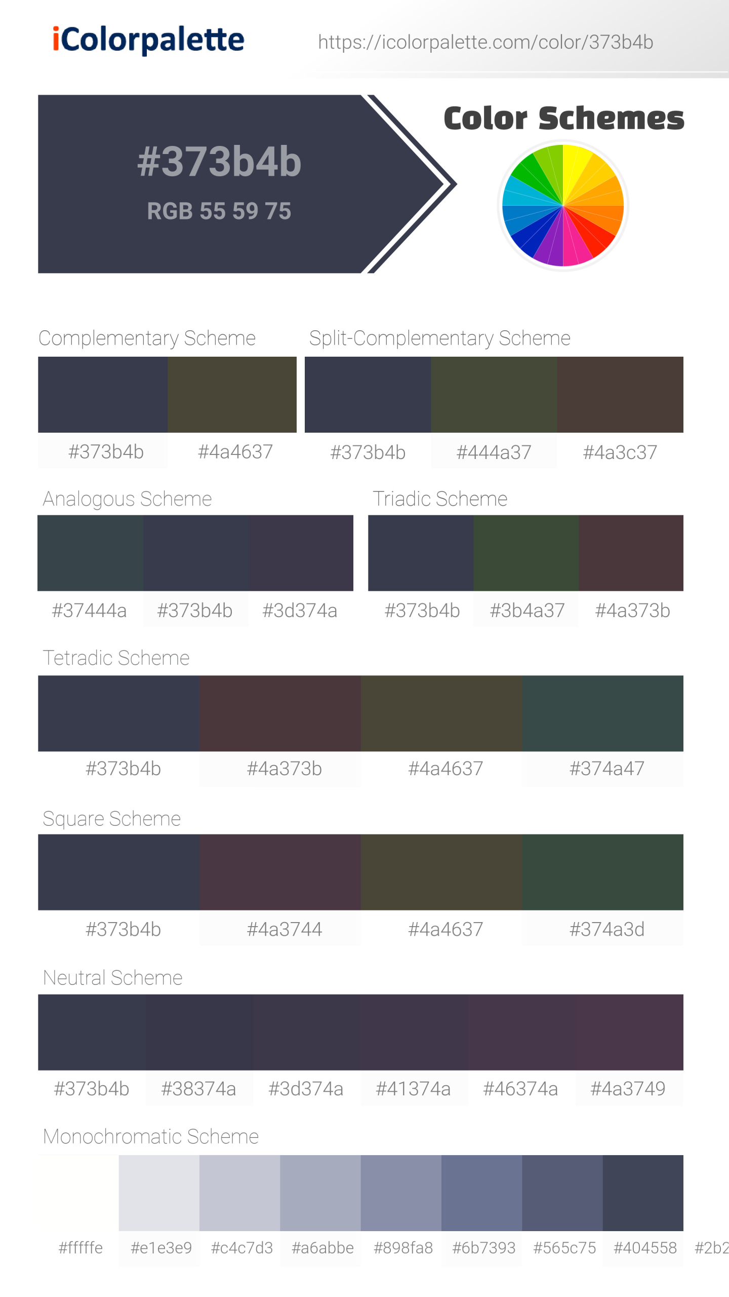 Hex Color #373b4b | Pantone PANTONE 19-3923 TPX | Hsl | Rgb