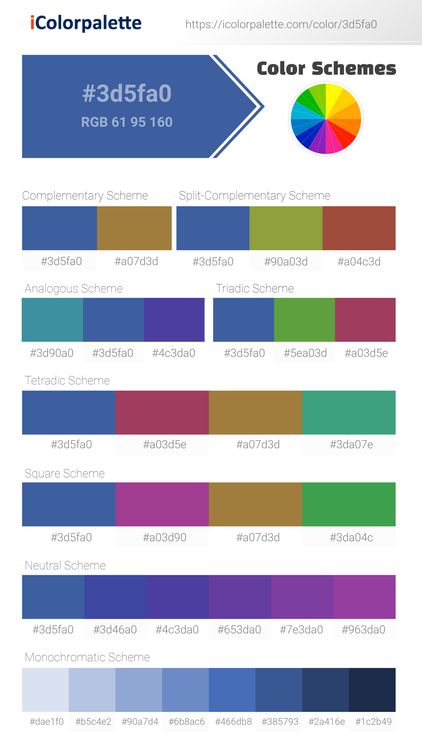 Pantone P 104-7 C Color | Hex color Code #3D5FA0 information | Hsl ...