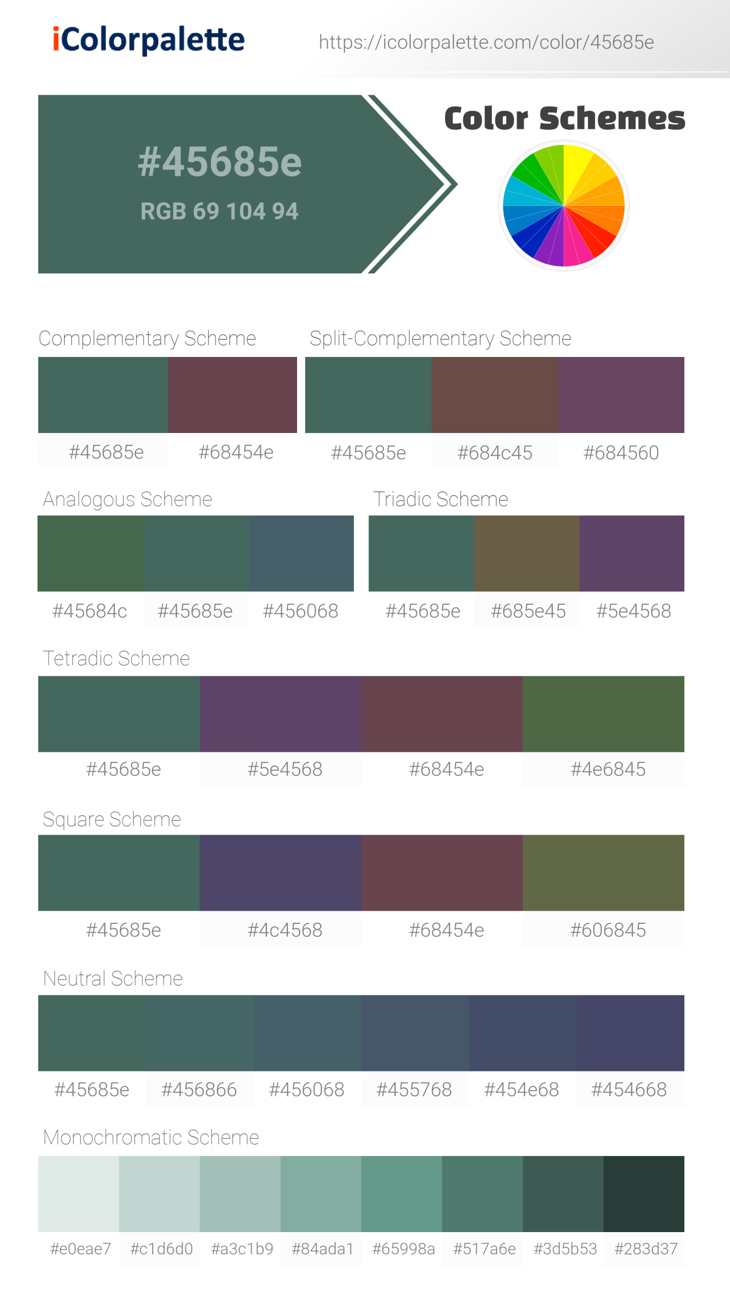 Pantone 8740 C Color | Hex color Code #45685E information