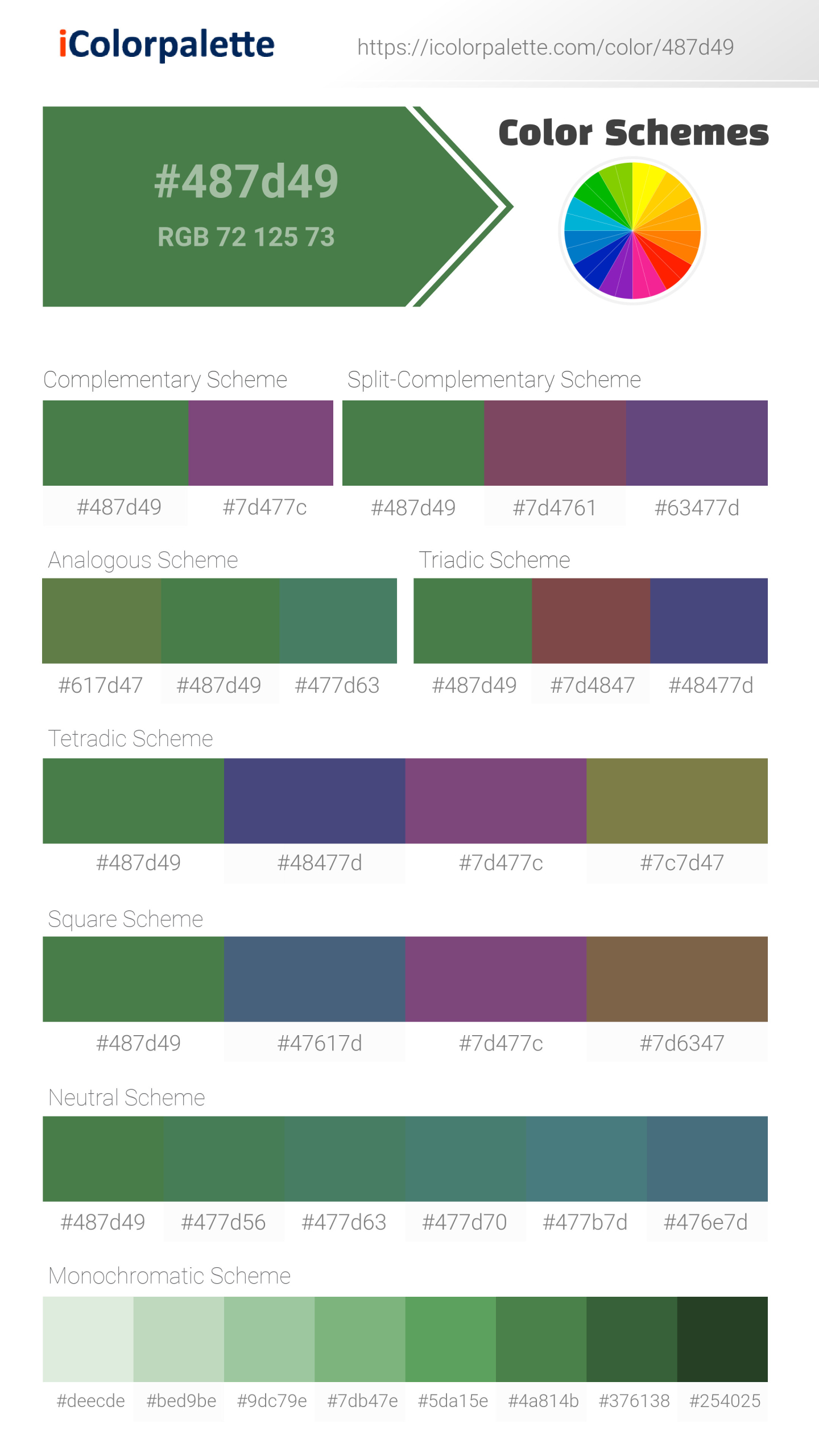 Pantone 176333 Tcx Mint Green Color Hex color Code 487D49