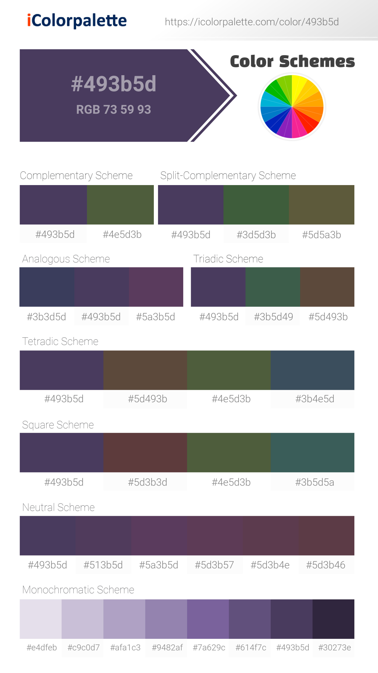 Pantone 19-3728 Tpx Grape Color | Hex color Code #493B5D