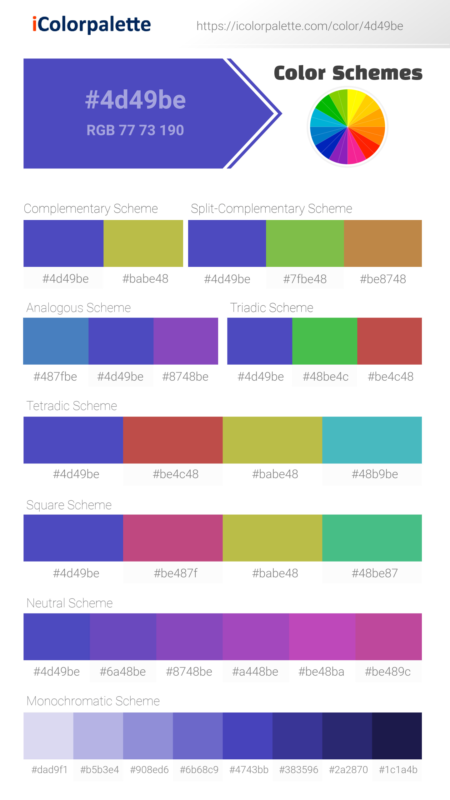 Pantone 2368 C Color | Hex color Code #4D49BE information | Hsl | Rgb ...