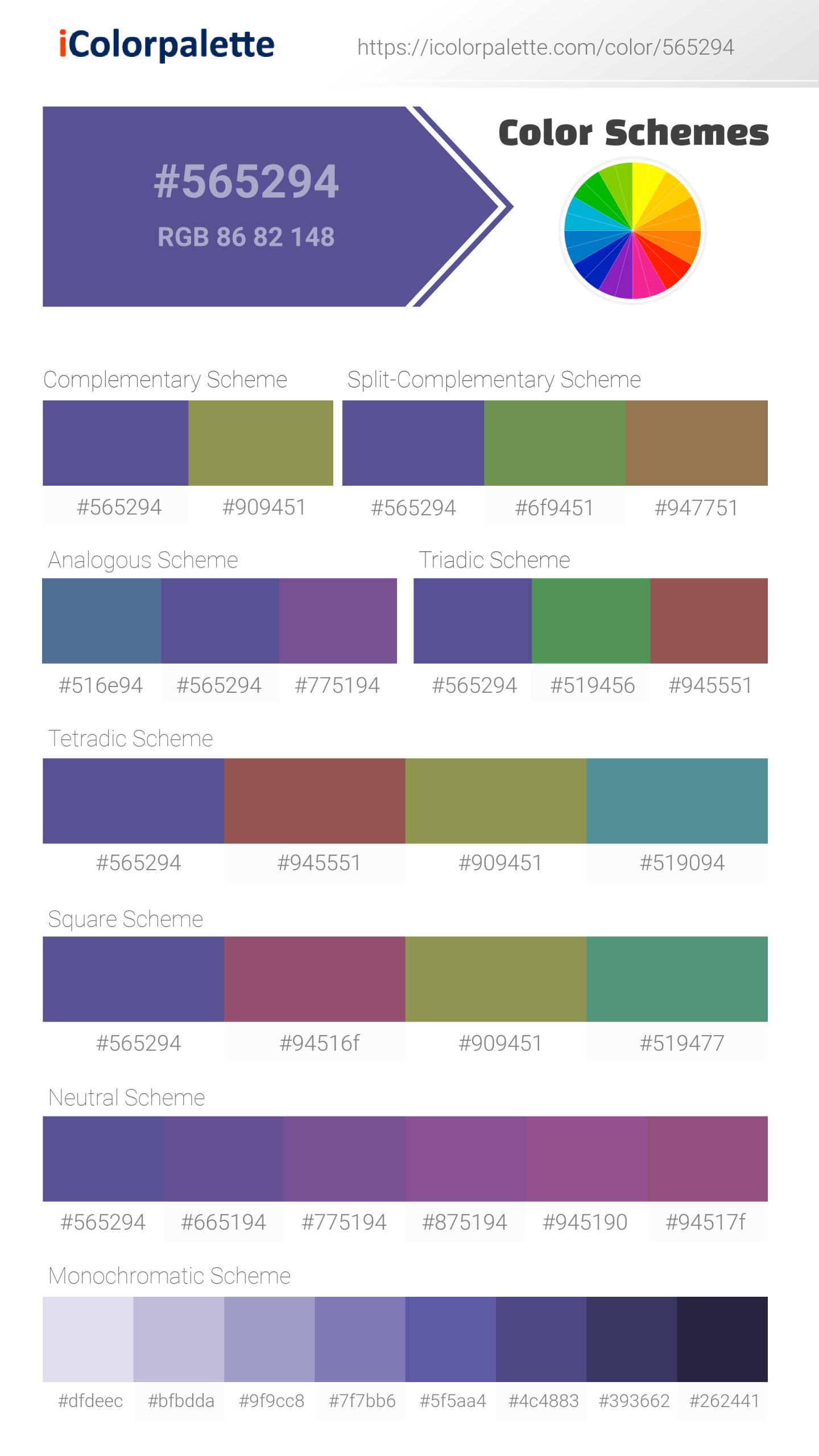 PANTONE_FASHION＋ color guide Pantone 7670 C Color | Hex color Code #565294 information