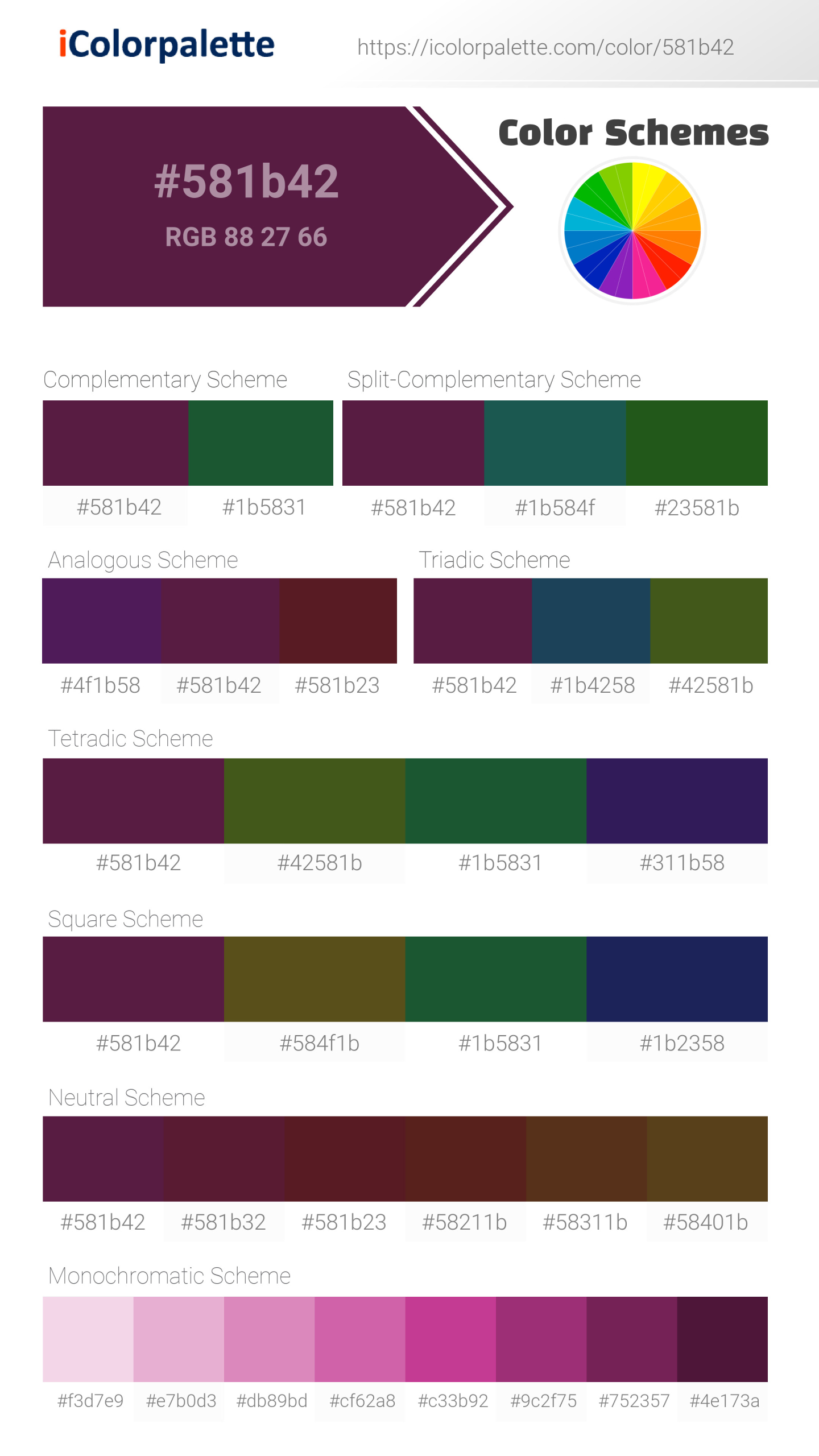 PANTONE 色見本(KIJI) Pantone P 85-16 C Color | Hex color Code #581B42 information
