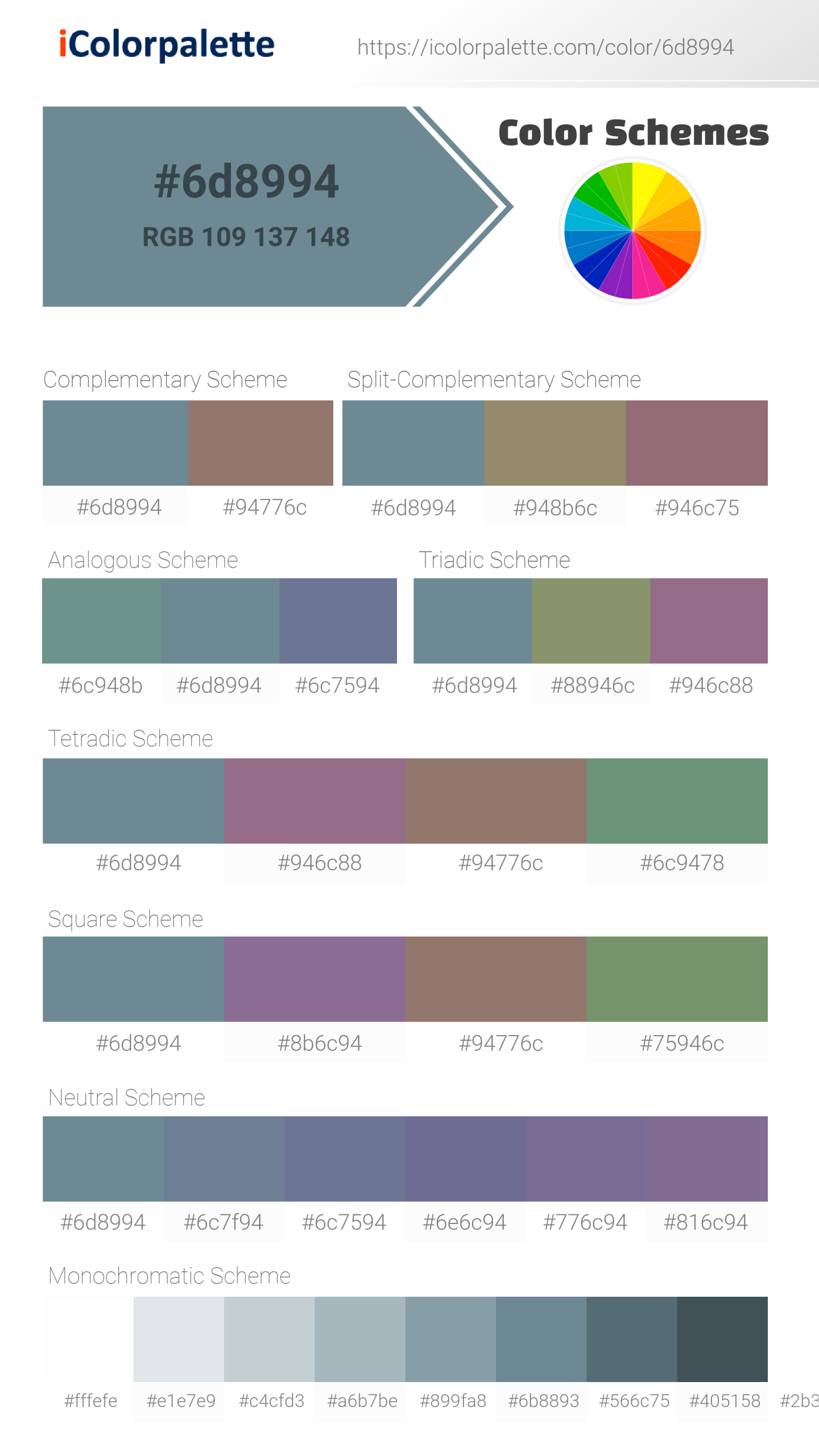 Hex Color #6d8994 | Printing Match PANTONE 17-4412 TCX | Color ...
