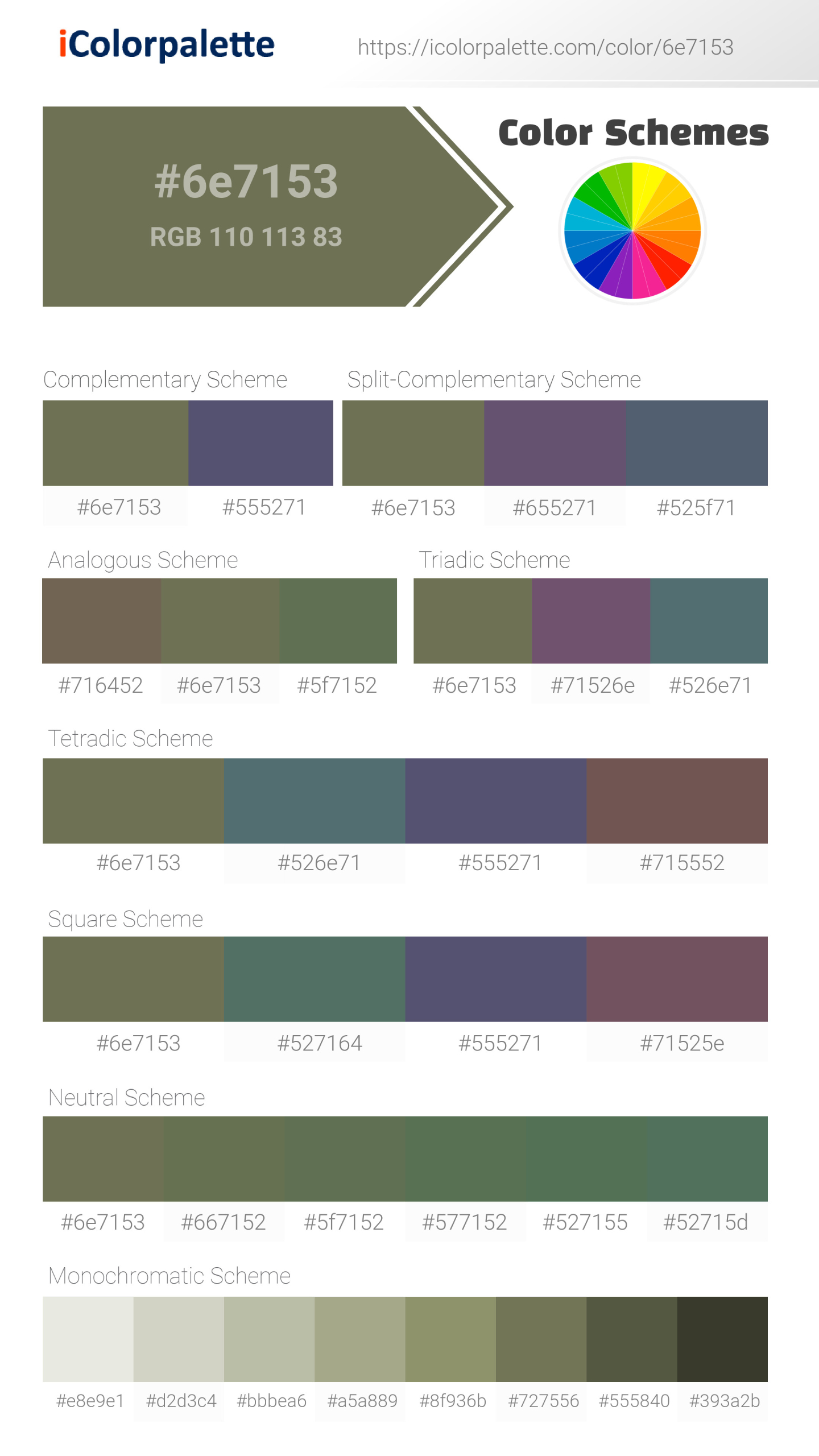 Pantone 180422 Tcx Loden Green Color Hex color Code 6E7153