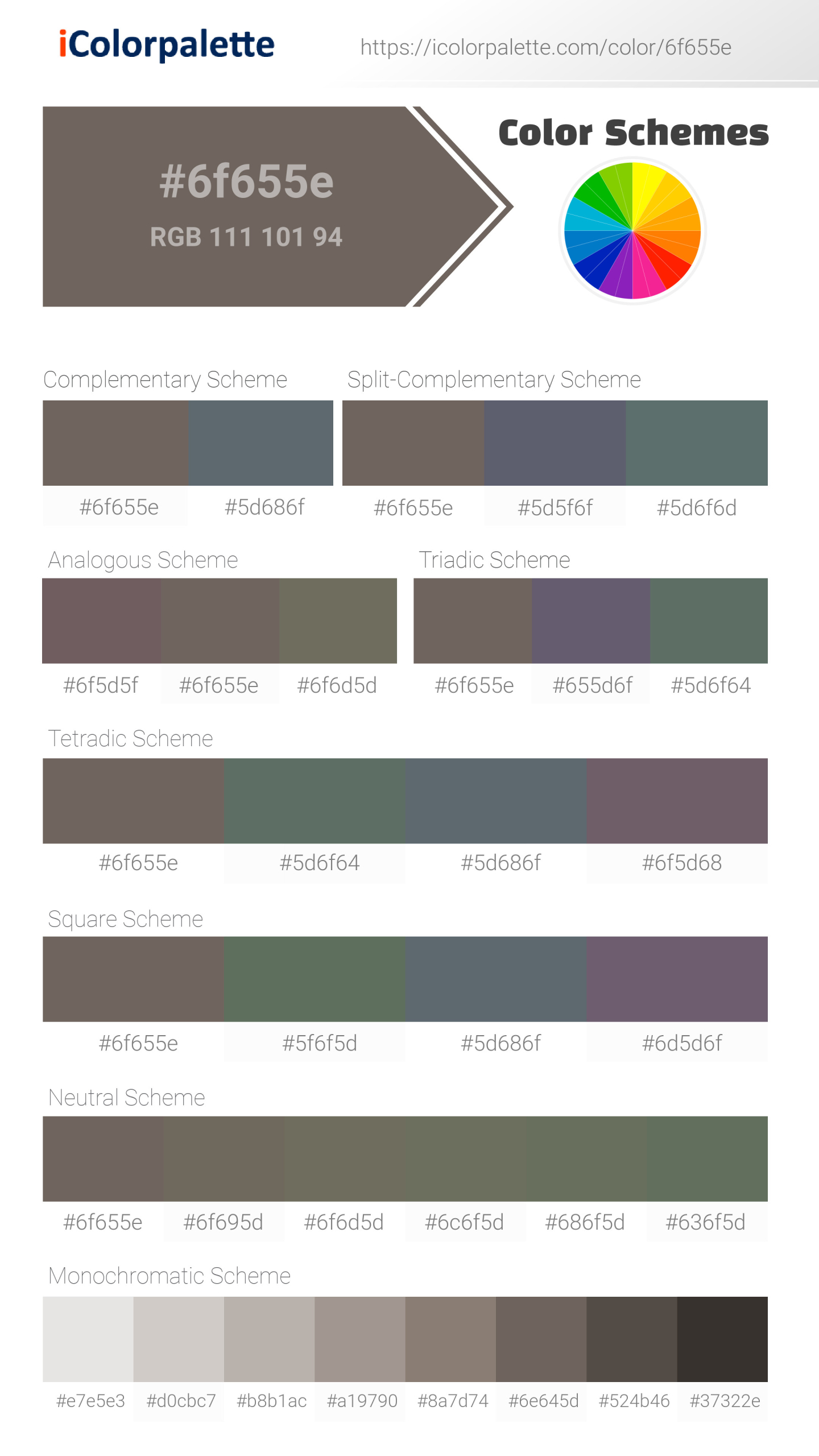 Pantone 190808 Tpx Morel Color Hex color Code 6F655E information
