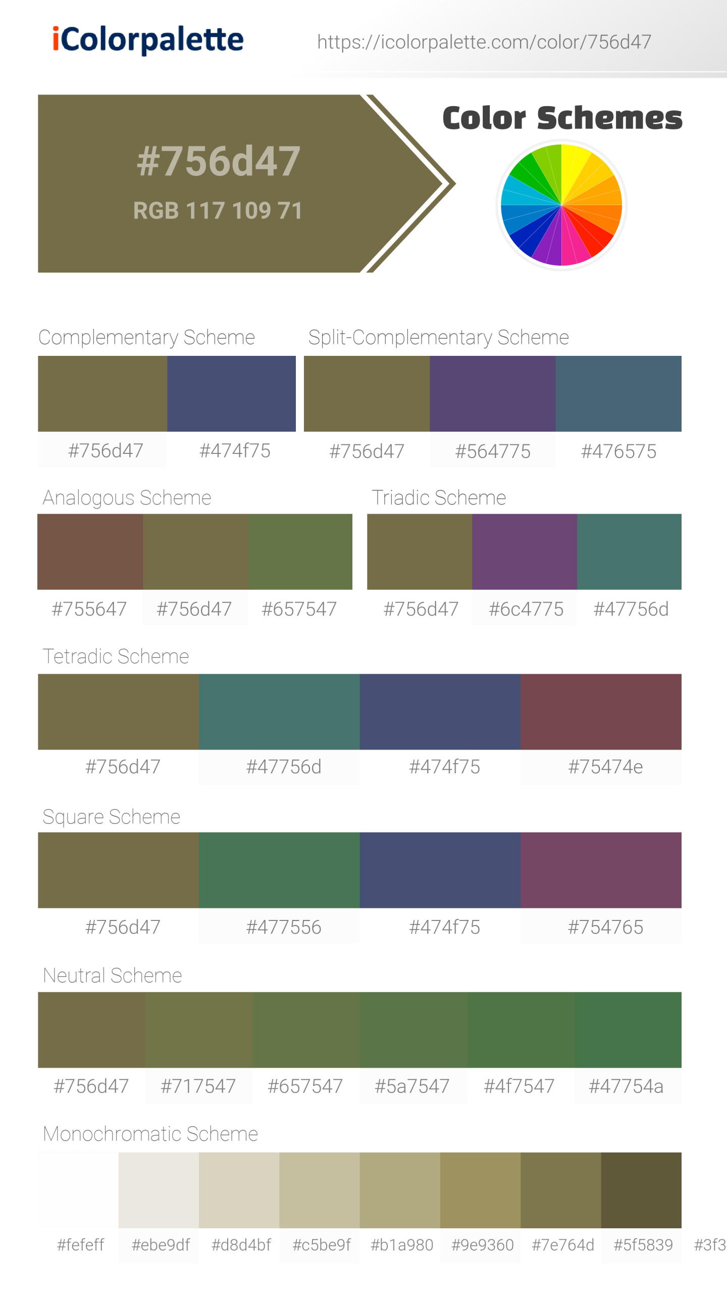 Pantone 18 0622 Tcx Olive Drab Color Hex Color Code 756D47 
