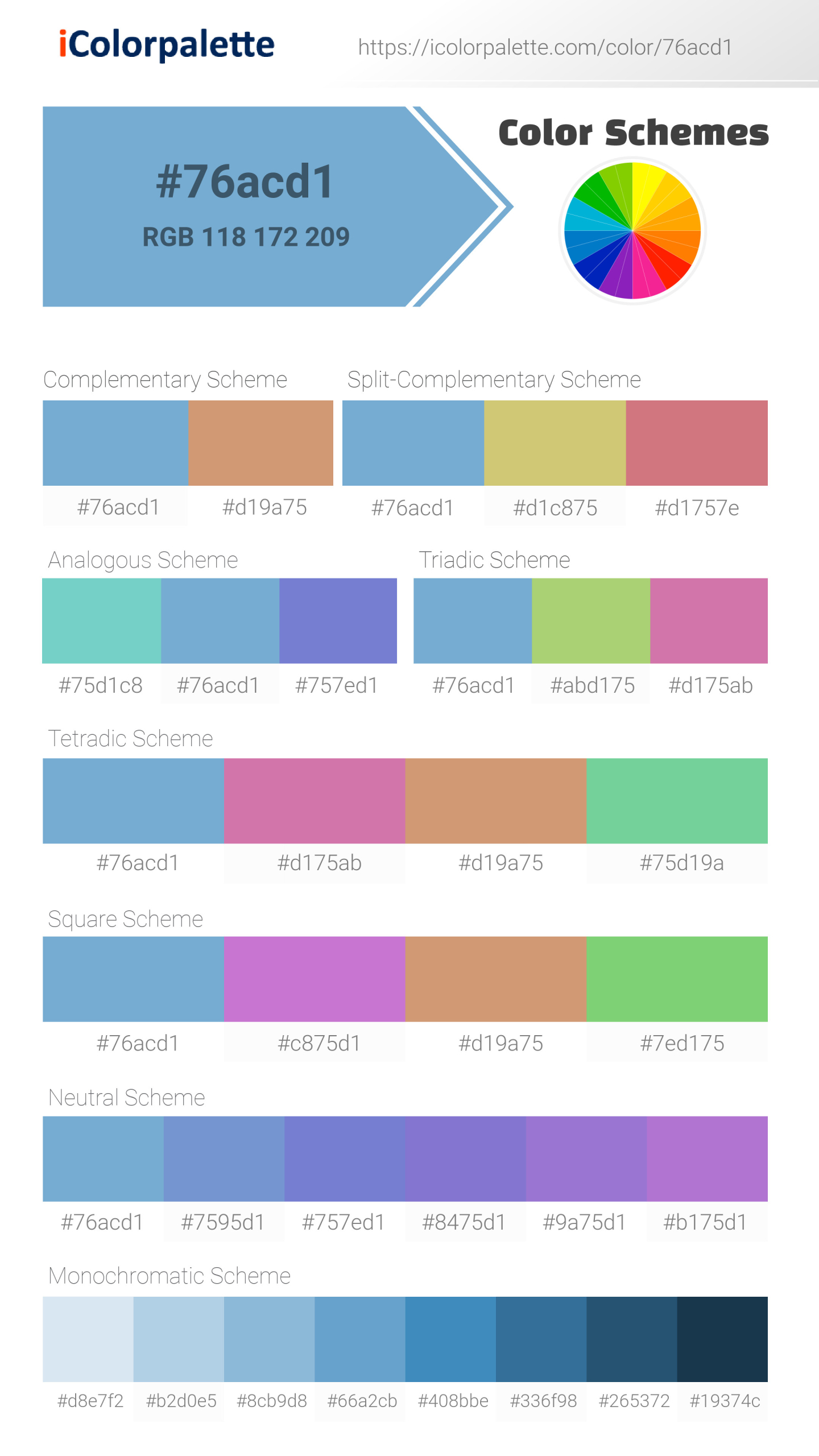 Hex Color #76acd1 information | Hsl | Rgb | Pantone
