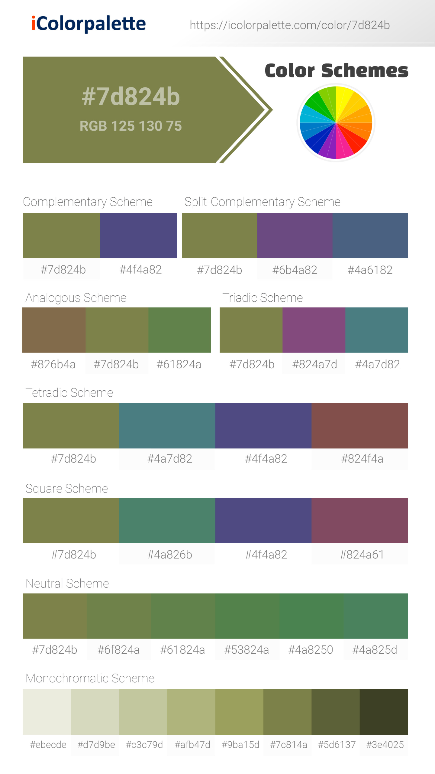 Pantone P 165-7 U Color | Hex color Code #7D824B information