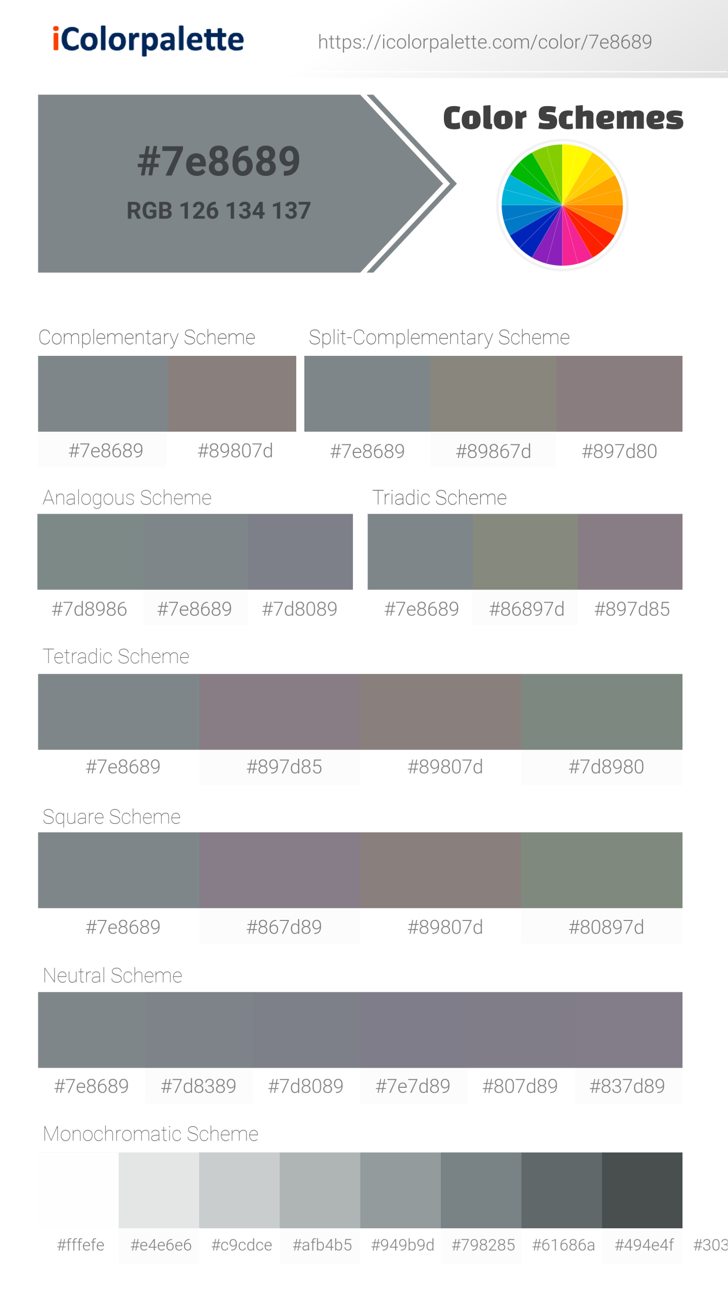 Pantone 444 U Color | Hex color Code #7E8689 information