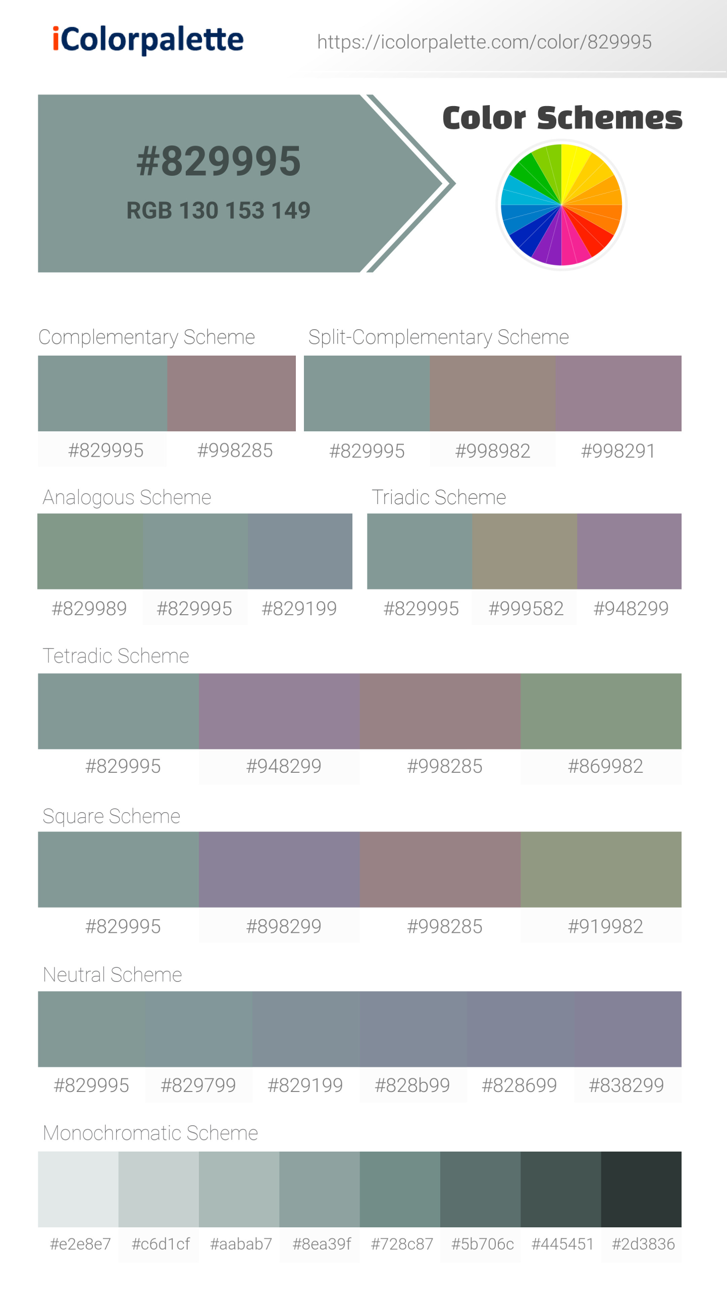 Pantone 5497 C Color | Hex color Code #829995 information