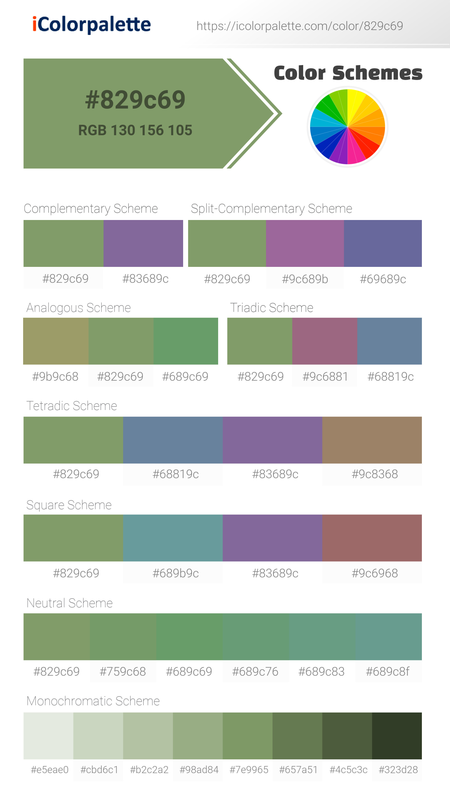 Pantone P 155-12 U Color | Hex color Code #829c69 information | Hsl ...
