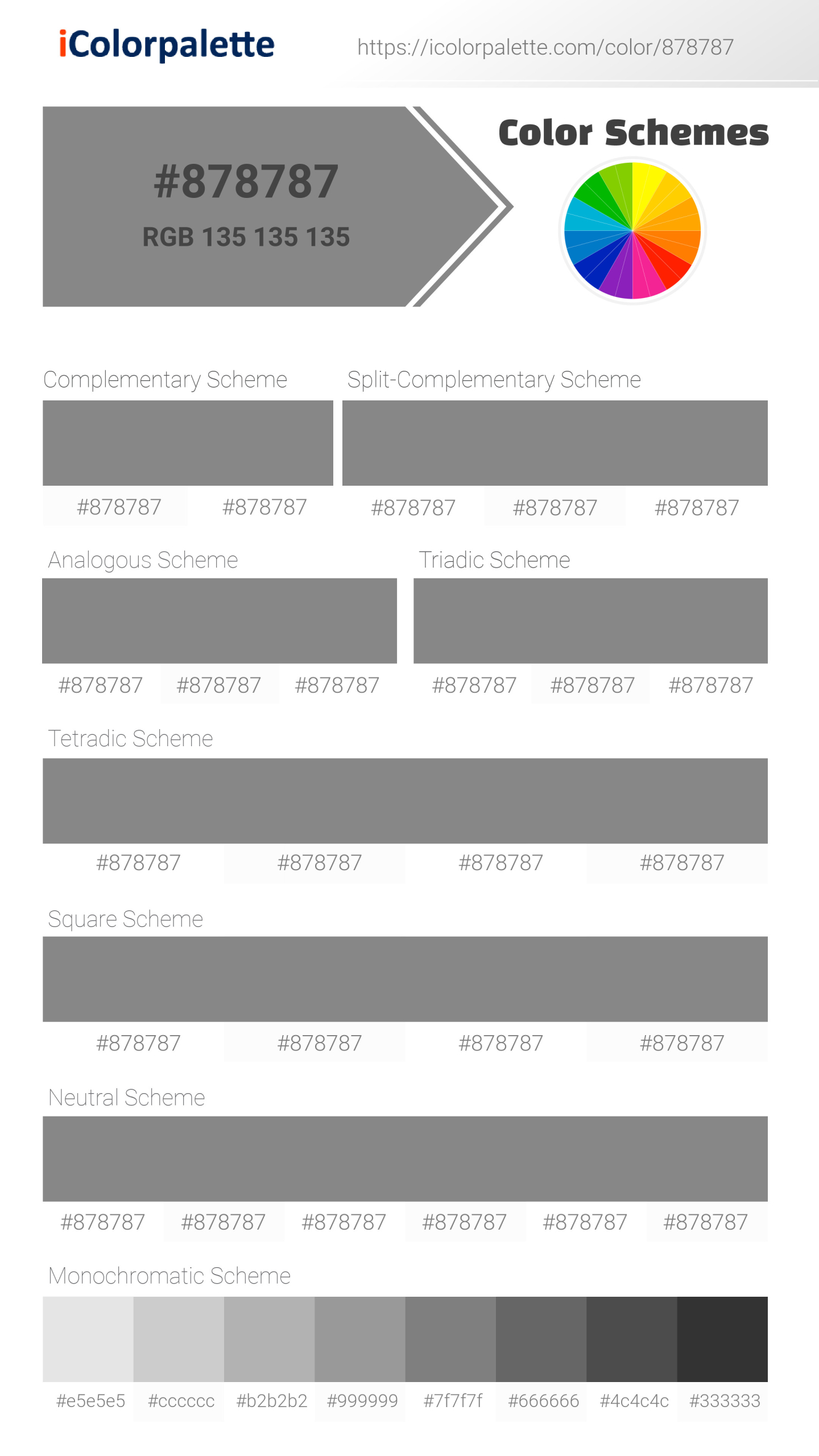 Mithril Color | 878787 | Color conversion CMYK | Hsl | Rgb | Pantone ...