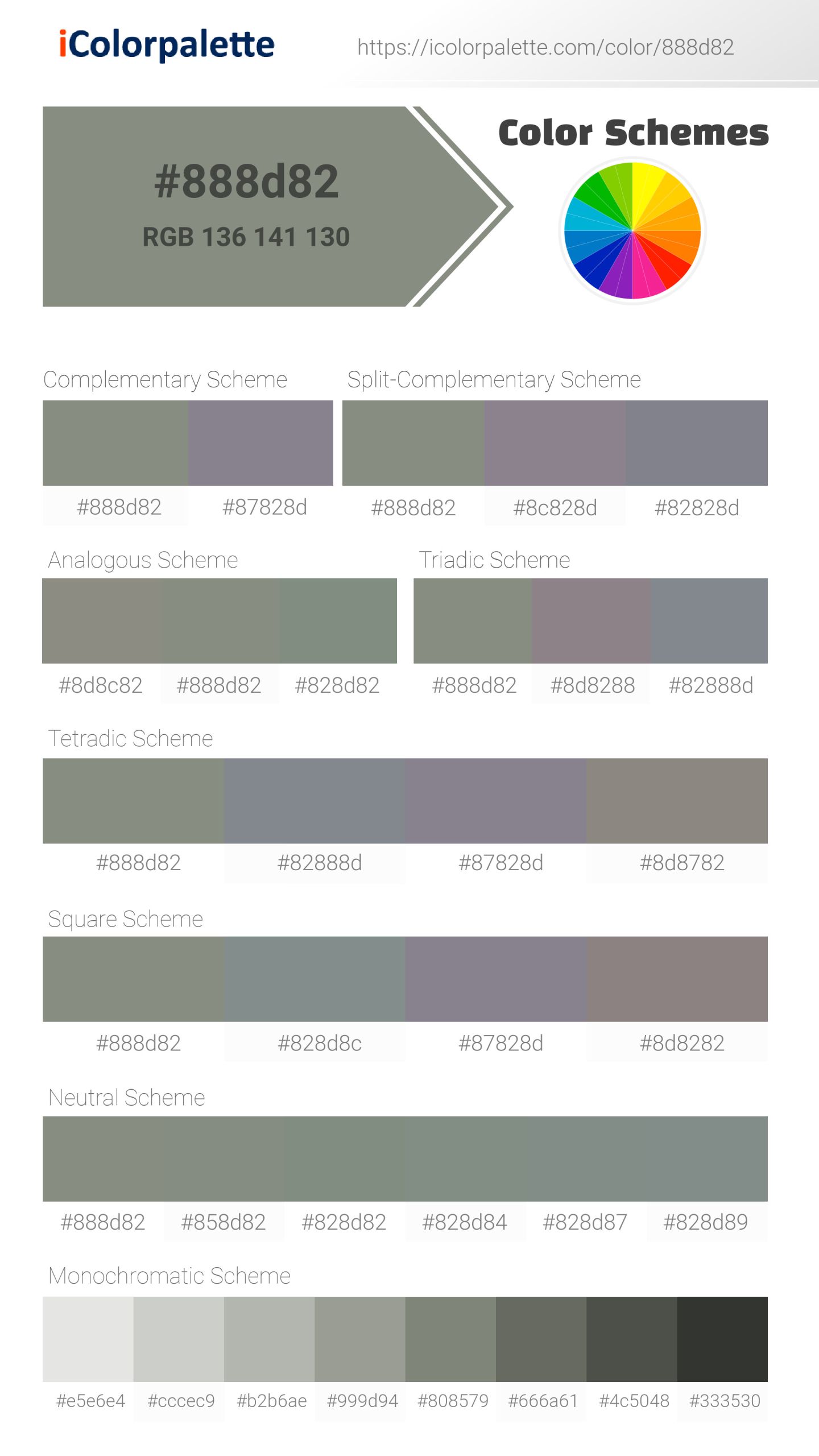 Pantone 17-6206 Tcx Shadow Color | Hex color Code #888d82