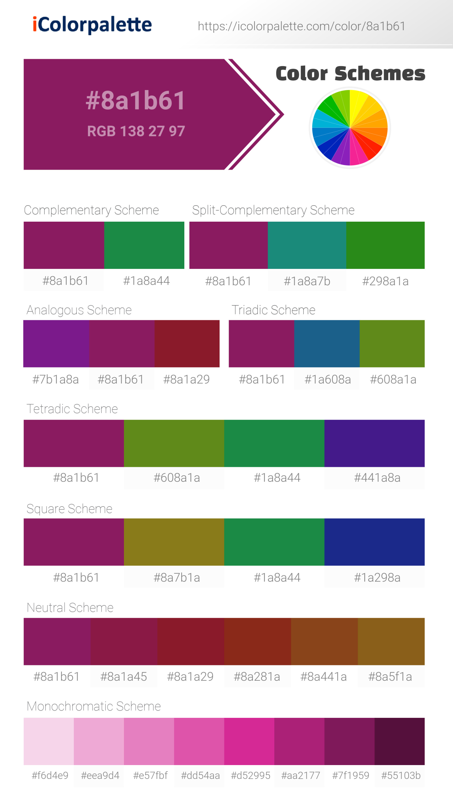 Pantone 7649 C Color | Hex color Code #8A1B61 information