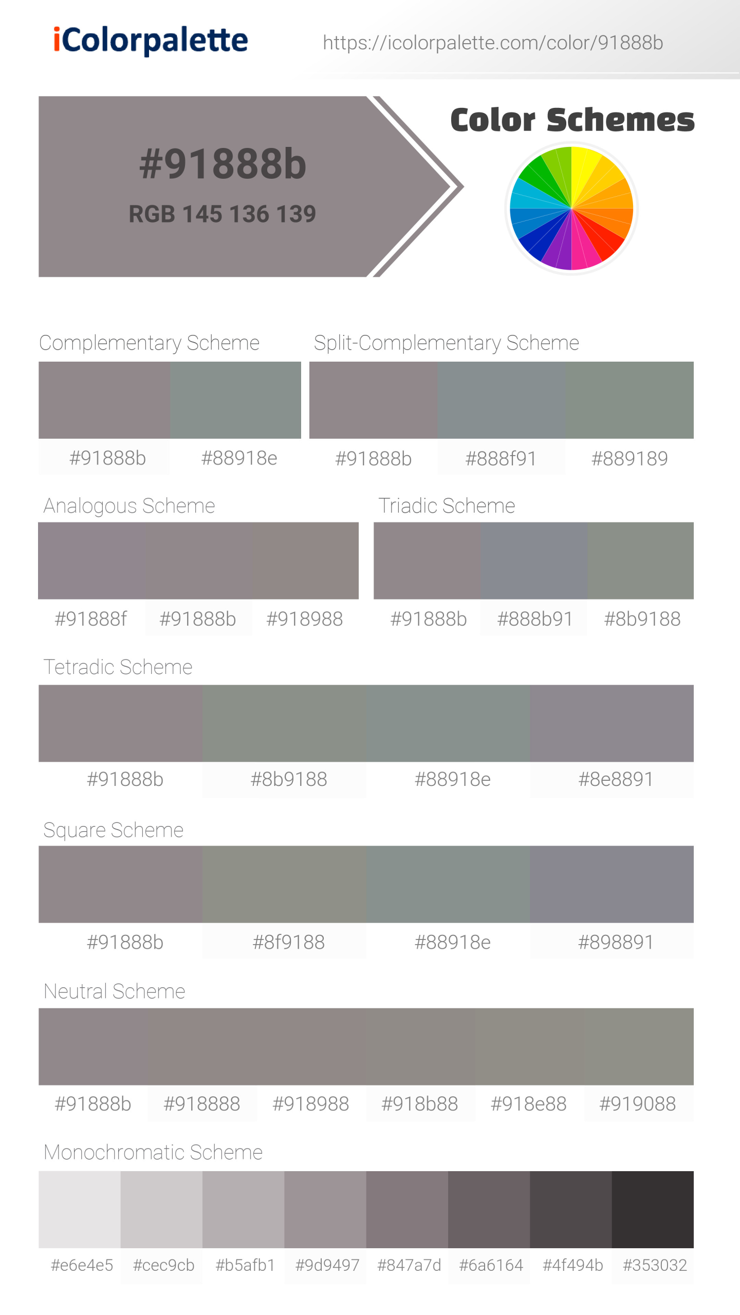 Pantone 172601 Tpx Zinc Color Hex color Code 91888B information