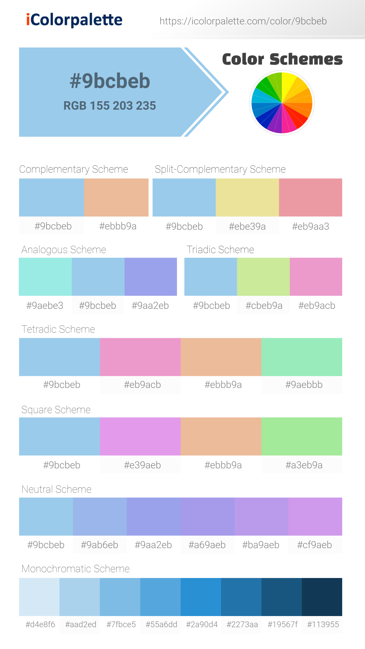 Pantone 291 C Color | Hex color Code #9BCBEB information | Hsl 