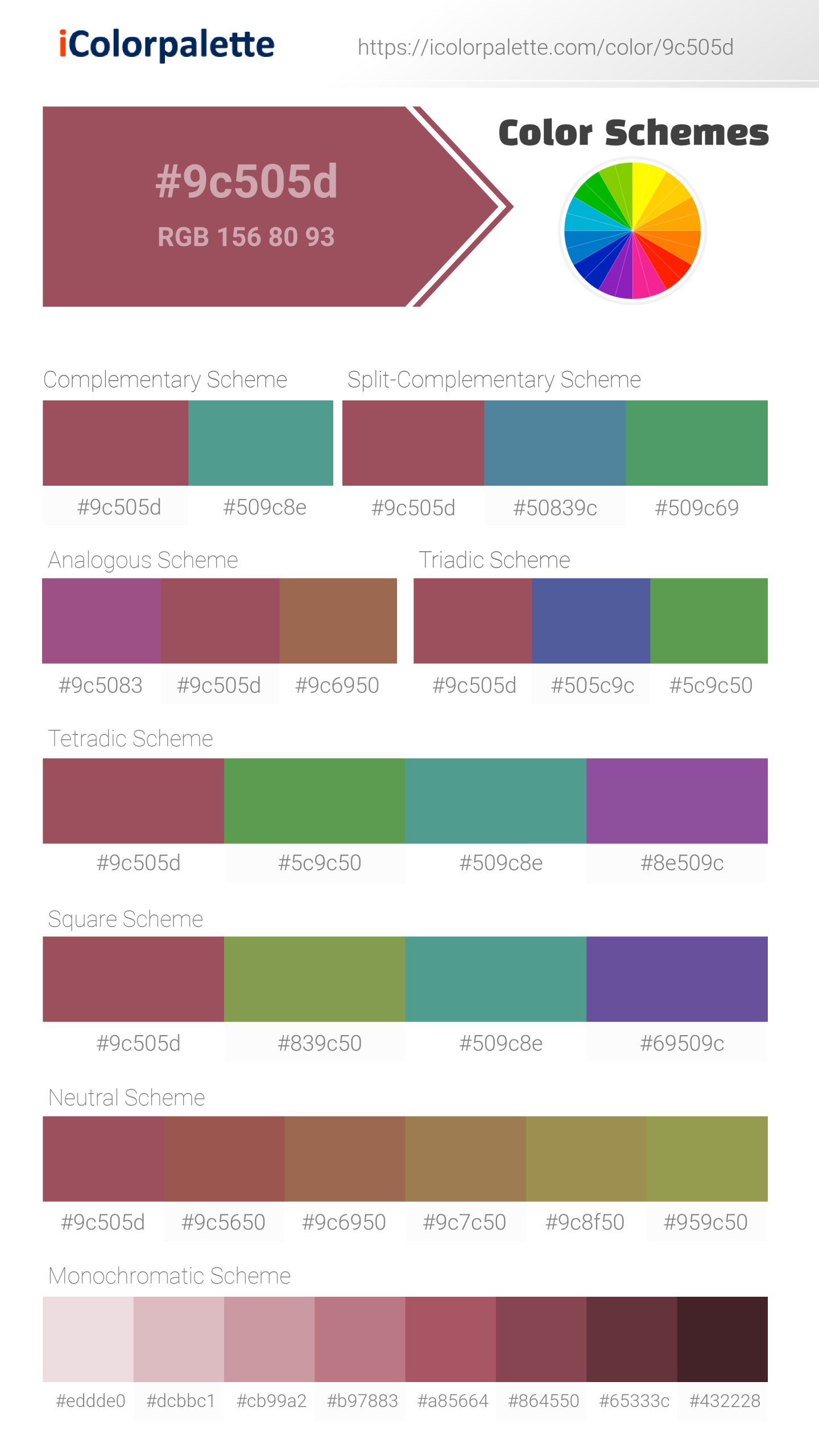 Pantone 18-1631 Tpg Earth Red Color | Hex color Code #9C505D