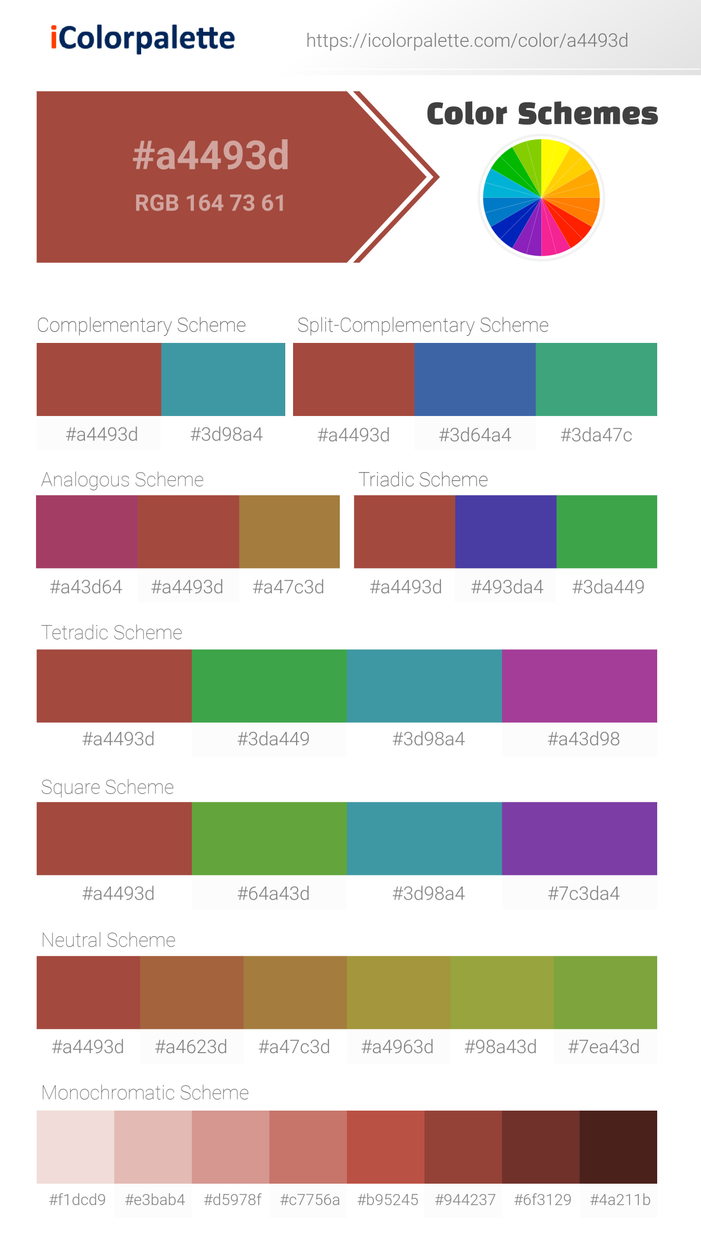 Pantone 7608 C Color | Hex color Code #A4493D information | Hsl | Rgb ...