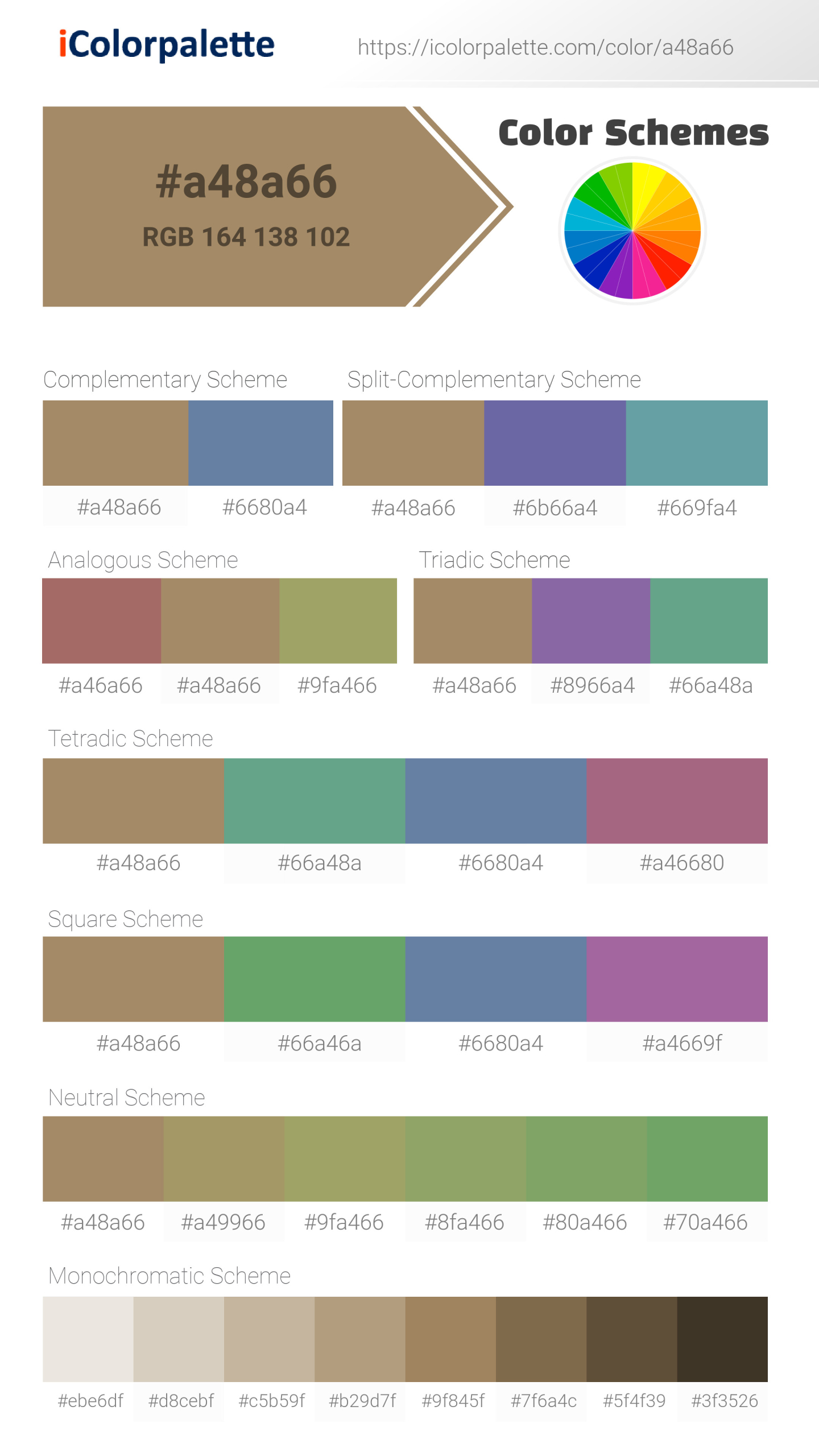 しーページ Pantone 10354 C Color | Hex color Code #A48A66 information