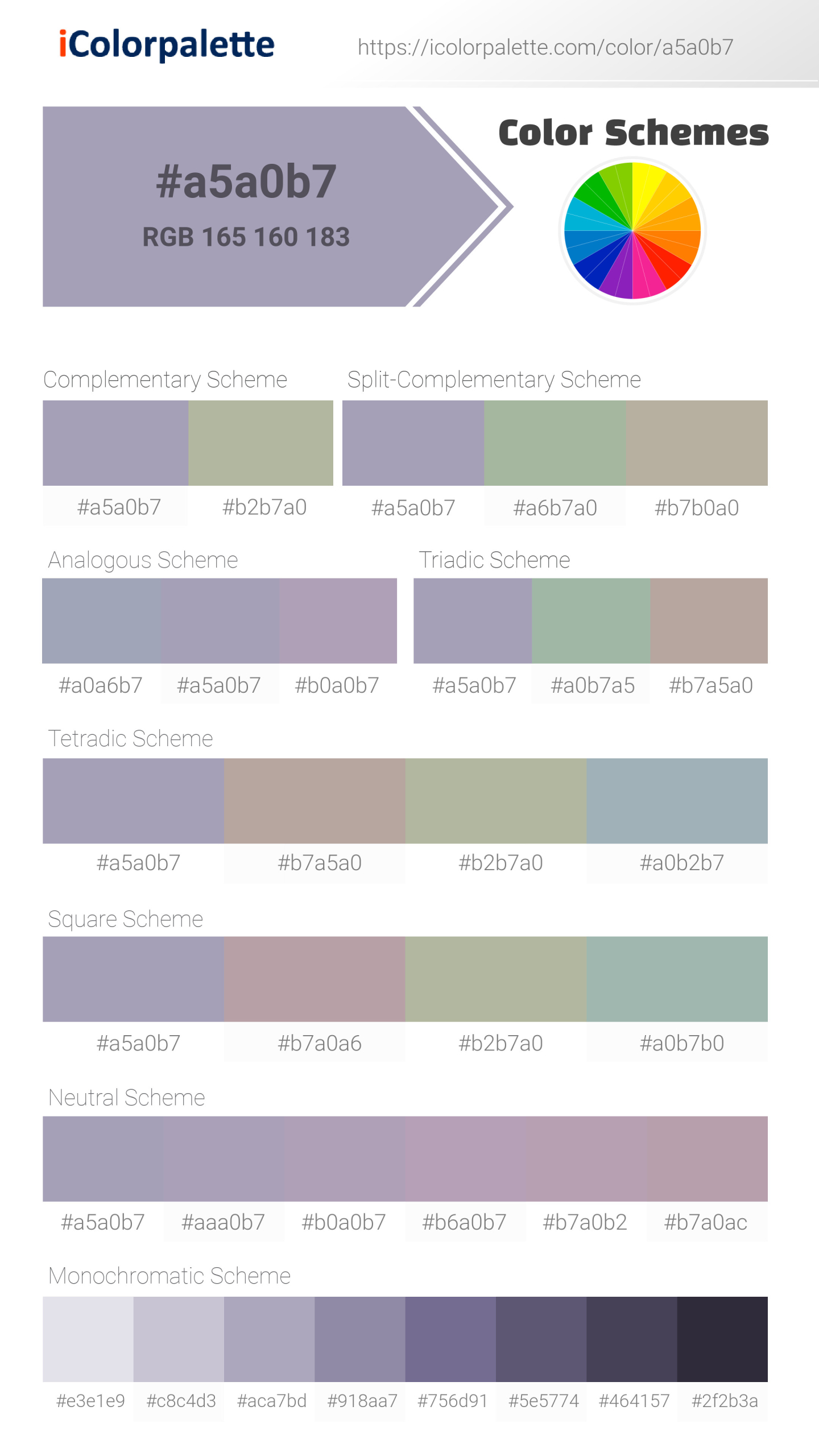 Pantone P 101-2 U Color | Hex color Code #A5A0B7 information | Hsl ...