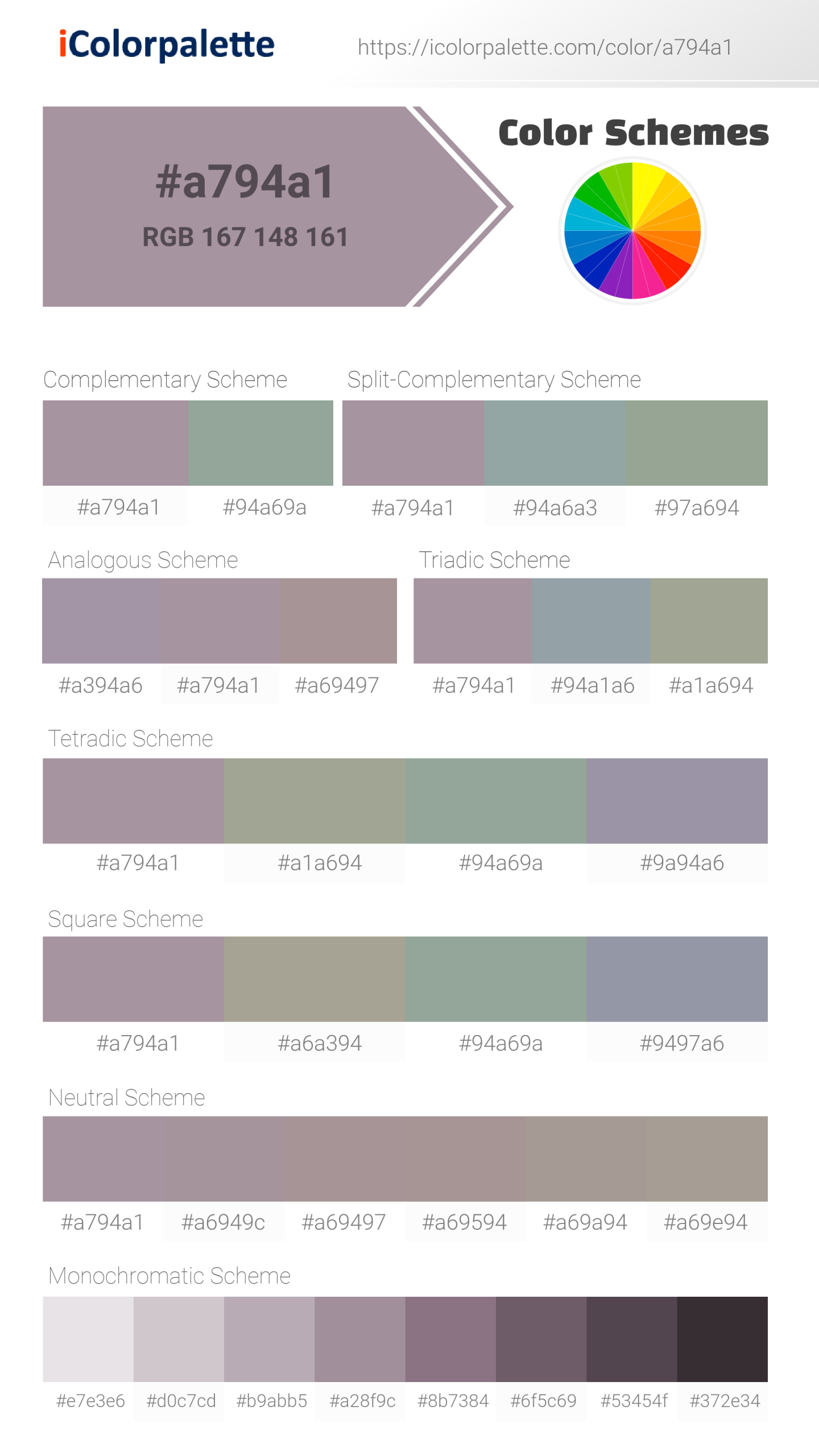 Pantone P 87-3 U Color | Hex color Code #a794a1 information | Hsl | Rgb ...