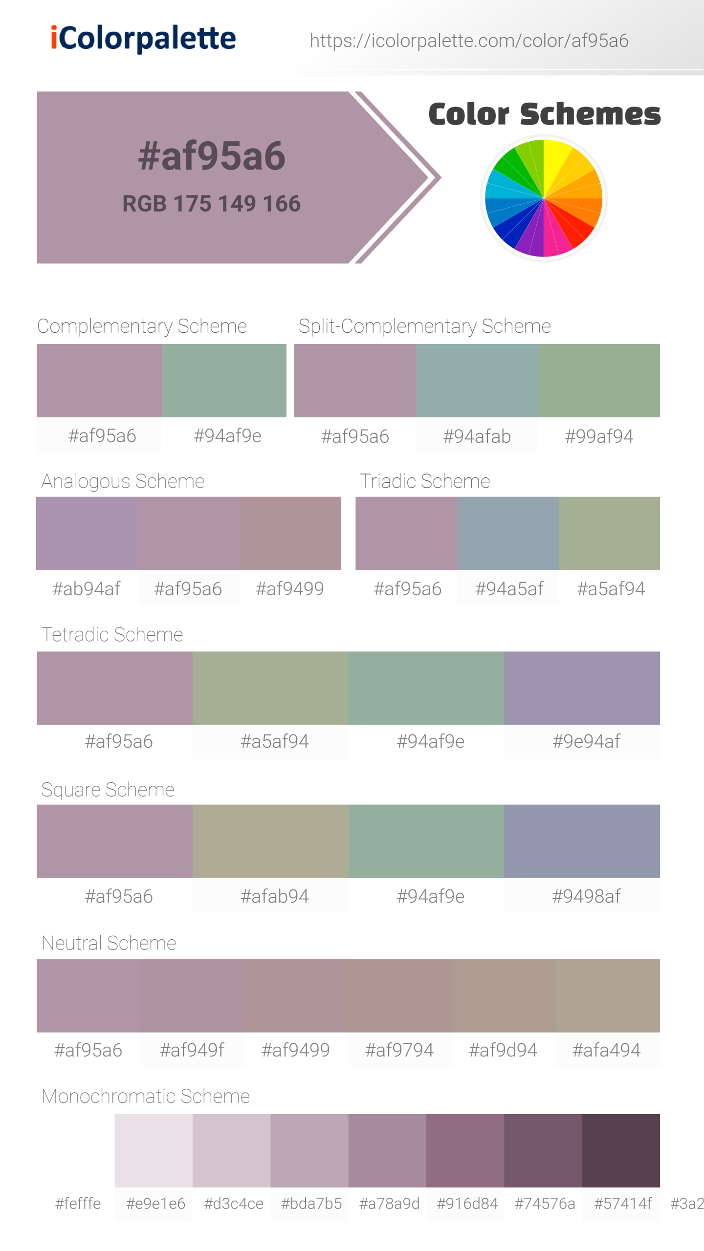 Pantone 5215 C Color | Hex color Code #AF95A6 information | Hsl | Rgb ...