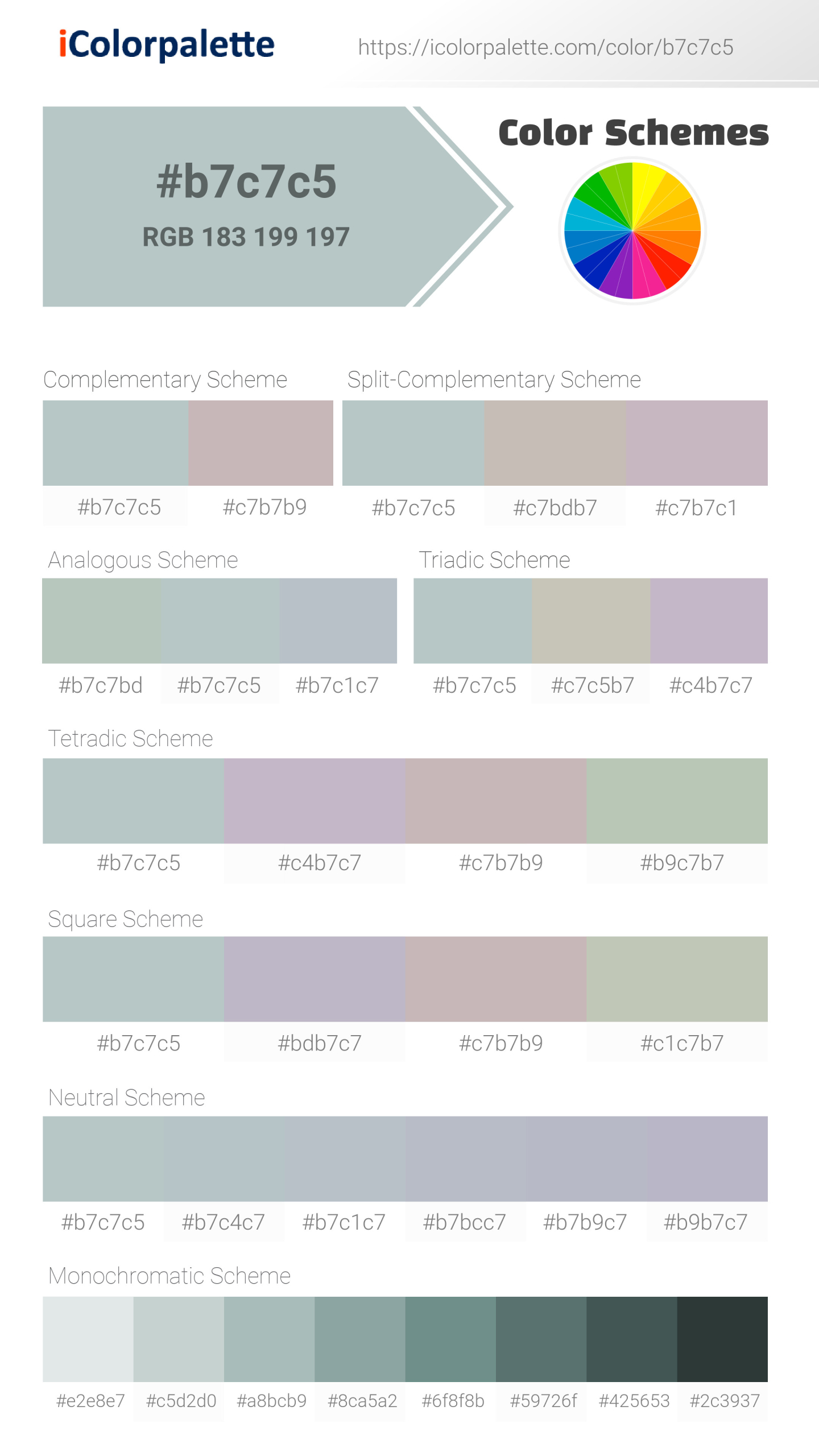 Hex Color #b7c7c5 | Printing Match PANTONE 14-4504 TPG | Color ...