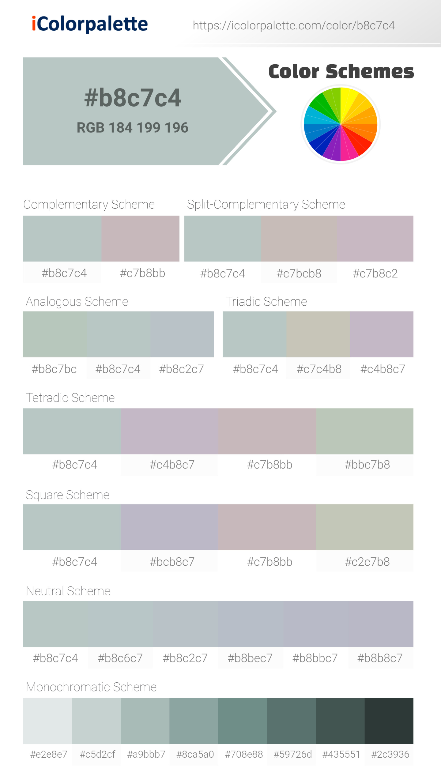 Pantone 5527 U Color | Hex color Code #B8C7C4 information | Hsl | Rgb ...