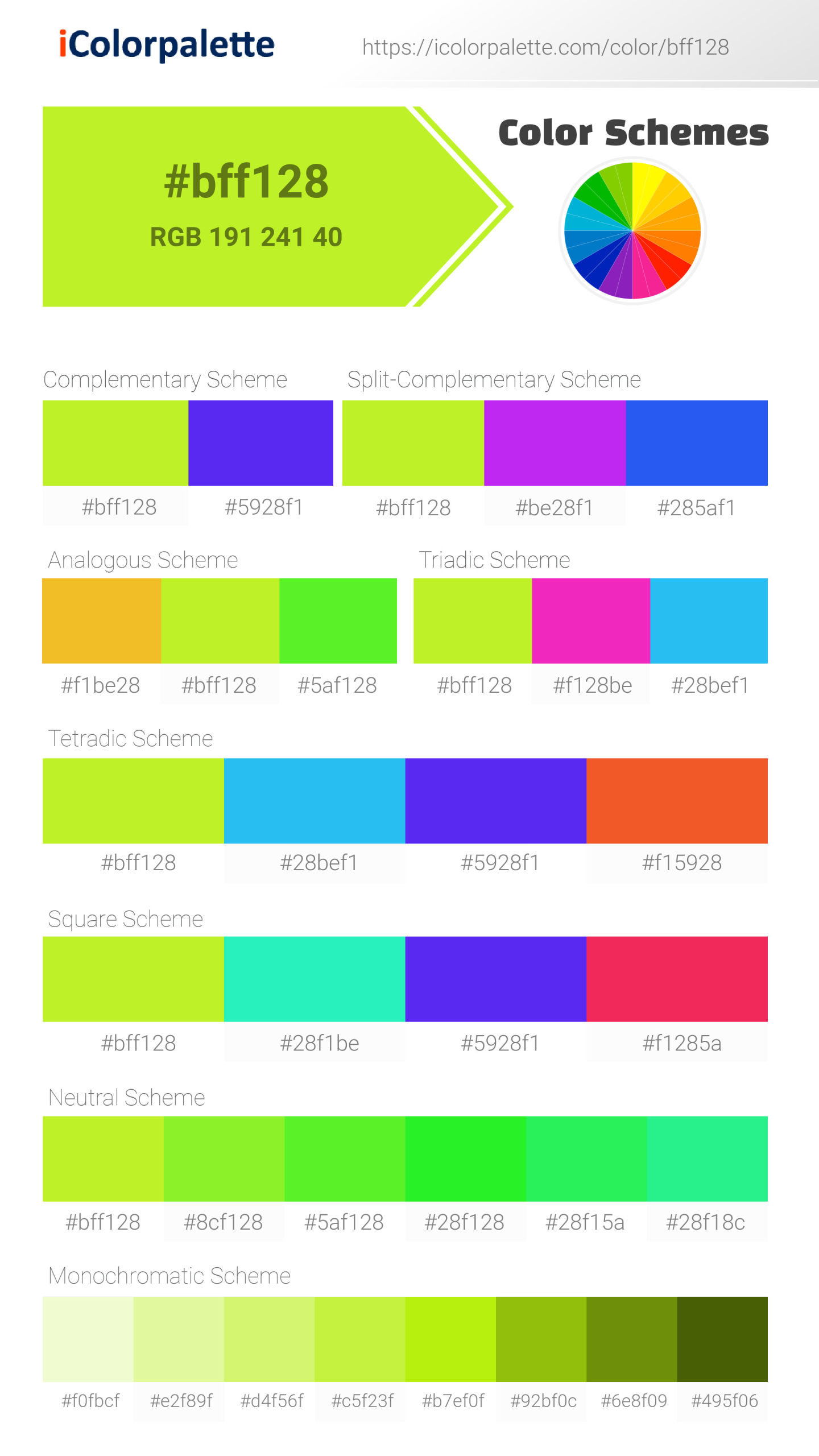 Yellowy Green Color | bff128 information | Hsl | Rgb | Pantone