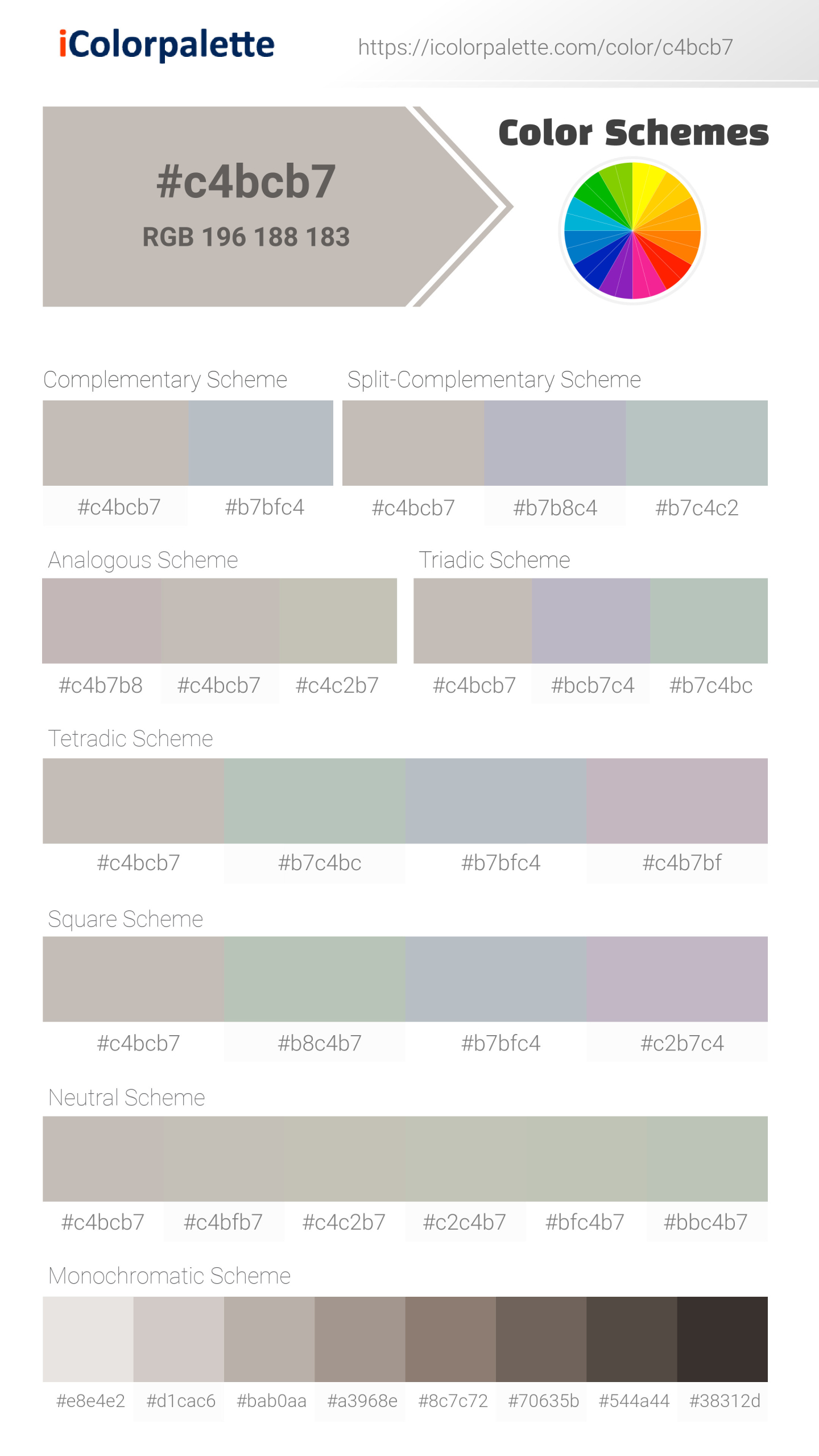 Pantone 406 C Color | Hex color Code #c4bcb7 information