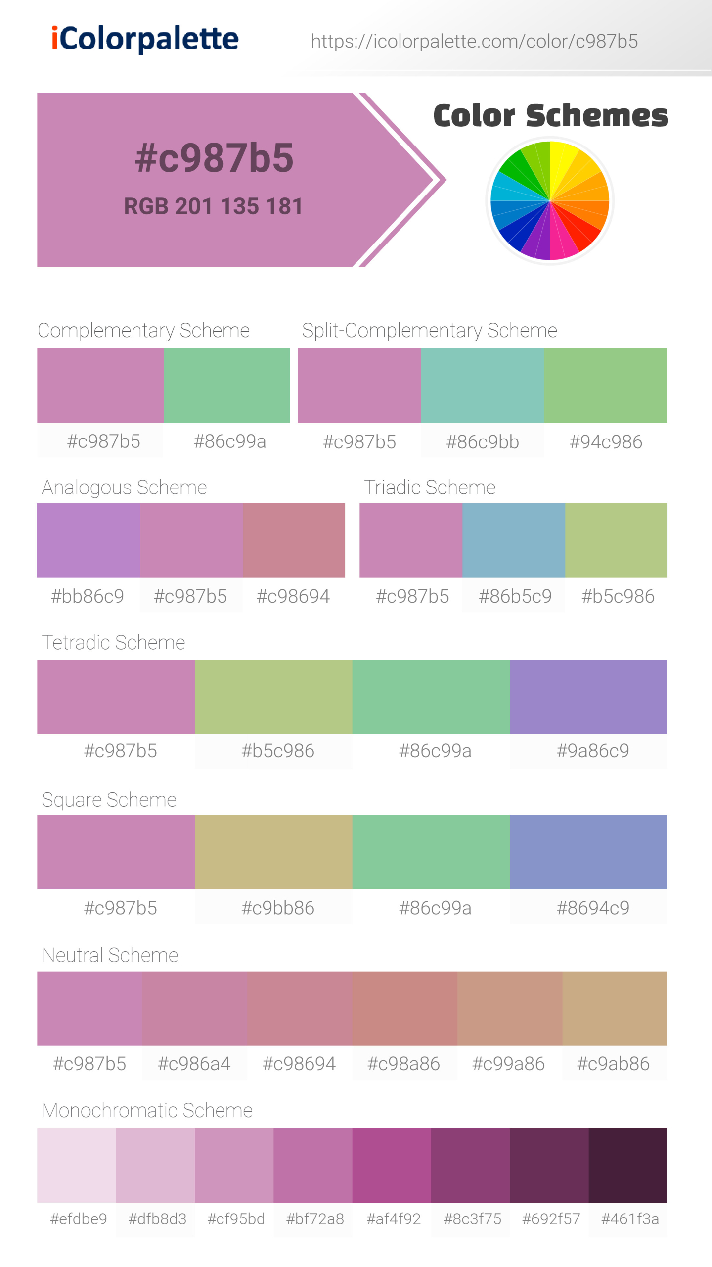 Pantone 245 Cp Color | Hex color Code #C987B5 information | Hsl | Rgb ...