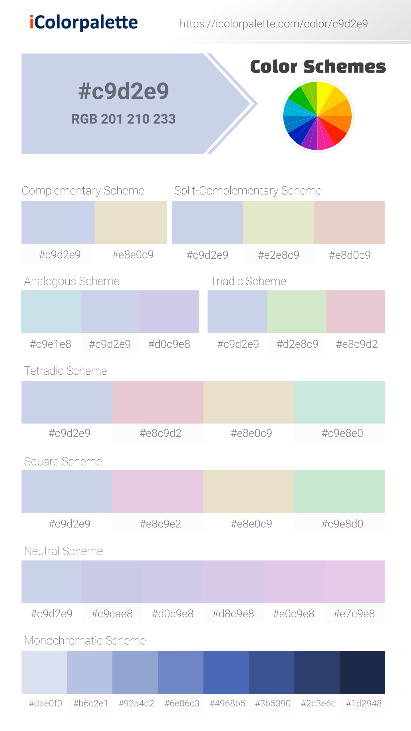 Hex Color #c9d2e9 information | Hsl | Rgb | Pantone