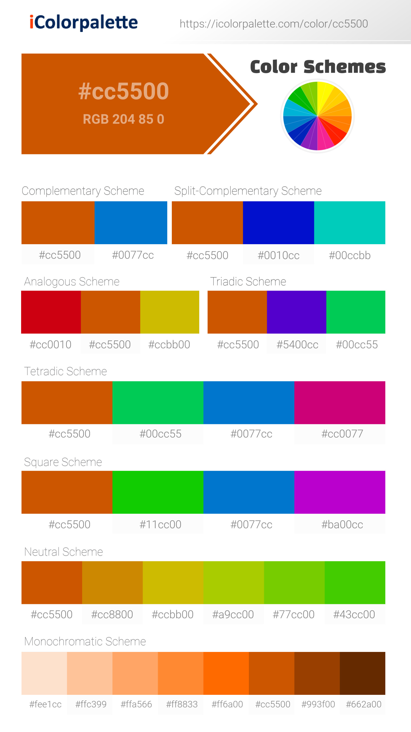 Burnt Orange information Hsl Rgb Pantone