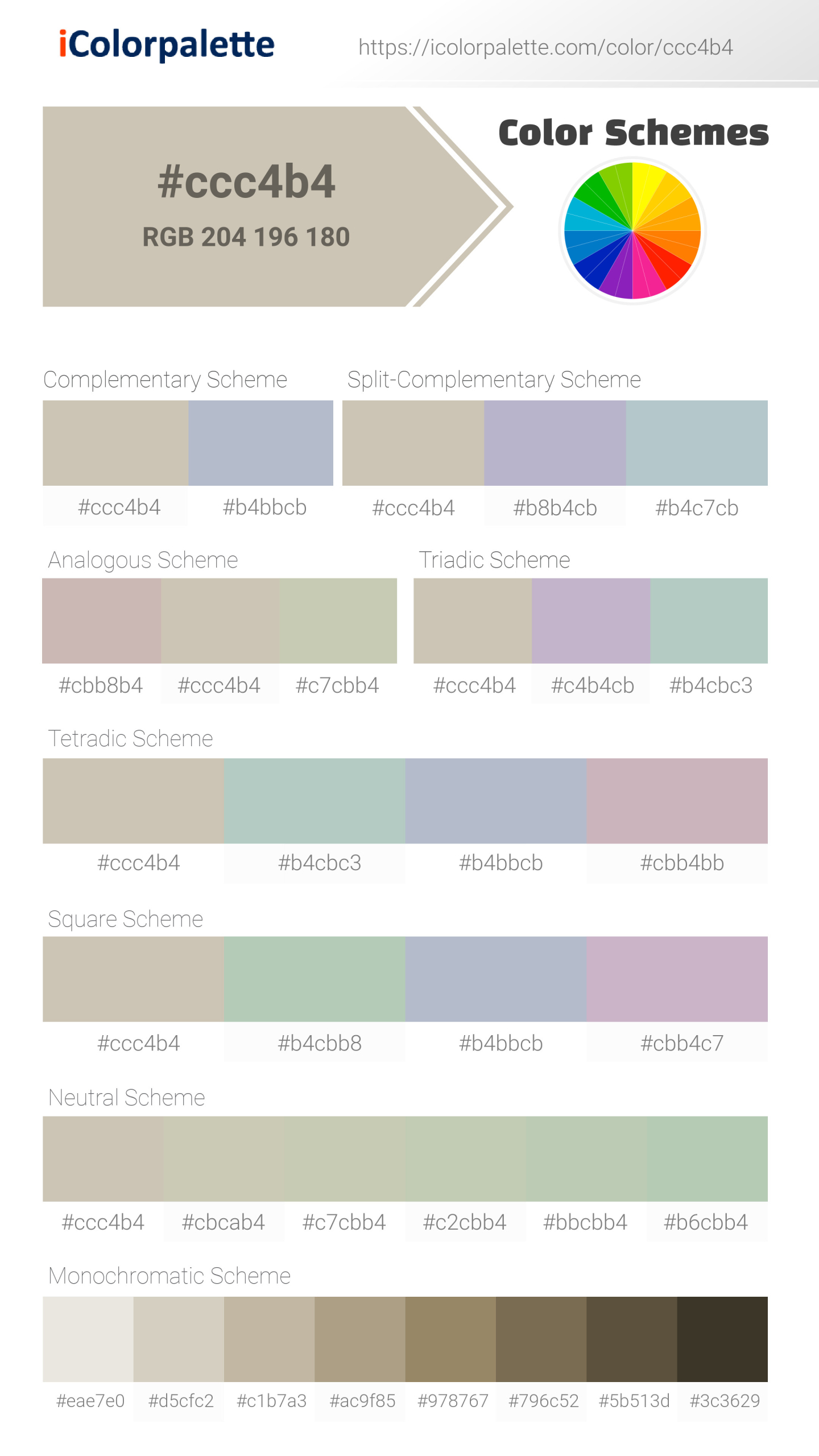 Pantone 130401 Tpg Oatmeal Color Hex color Code CCC4B4 information Hsl Rgb Pantone