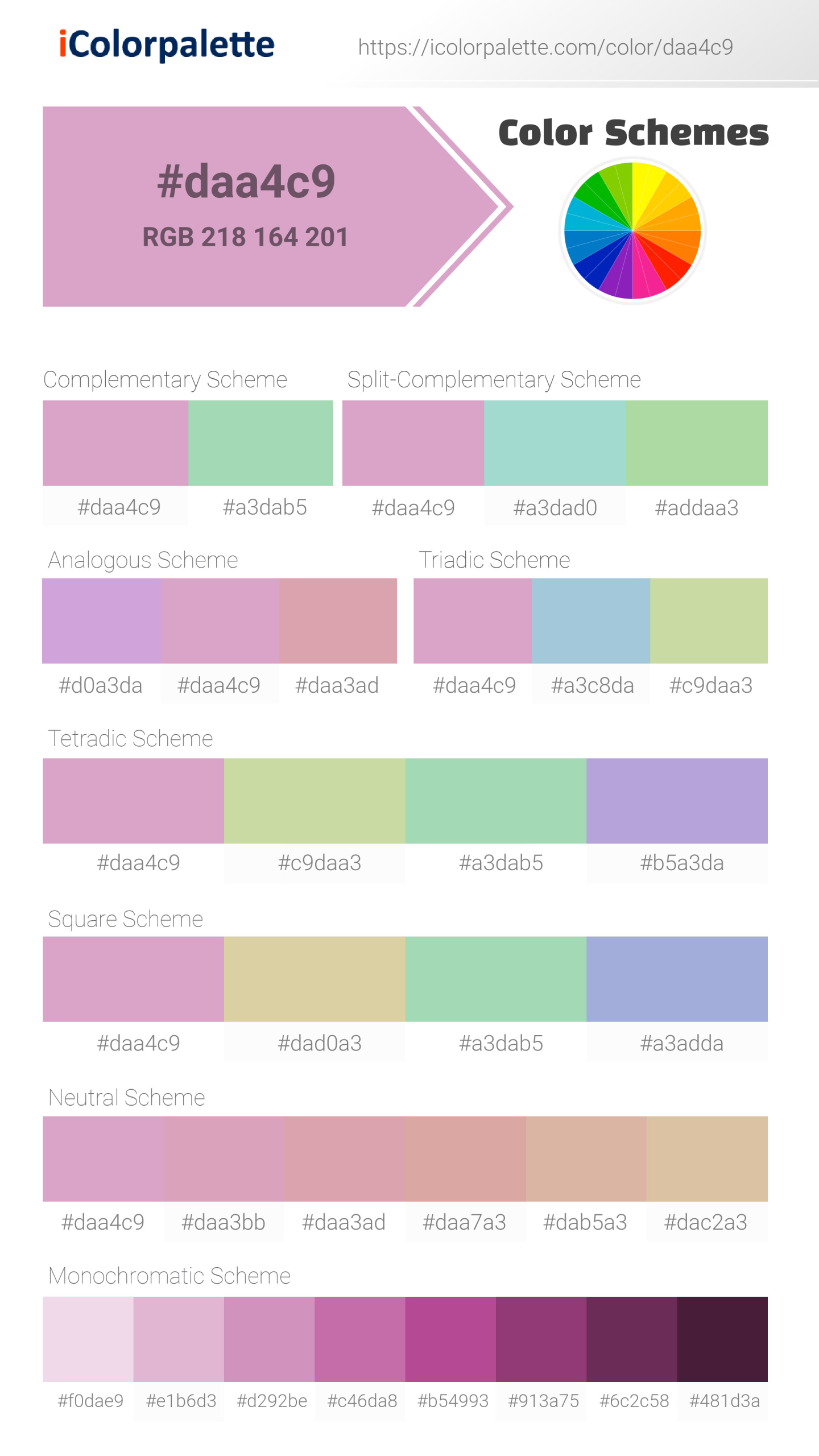 Pastel Color Code Table
