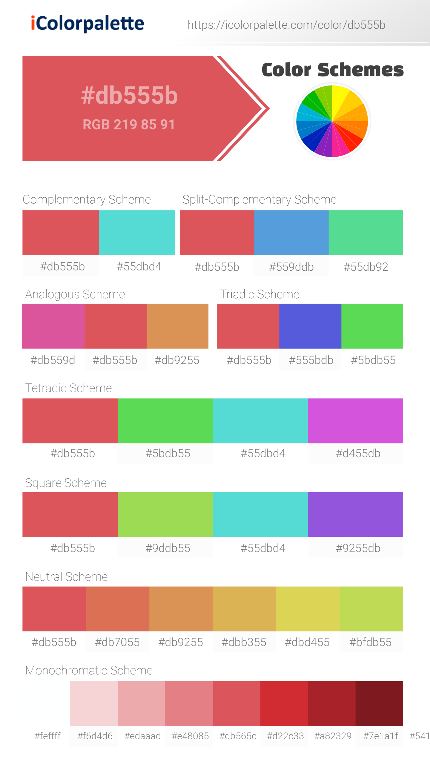 Pantone 181651 Tpg Cayenne Color Hex color Code DB555B information