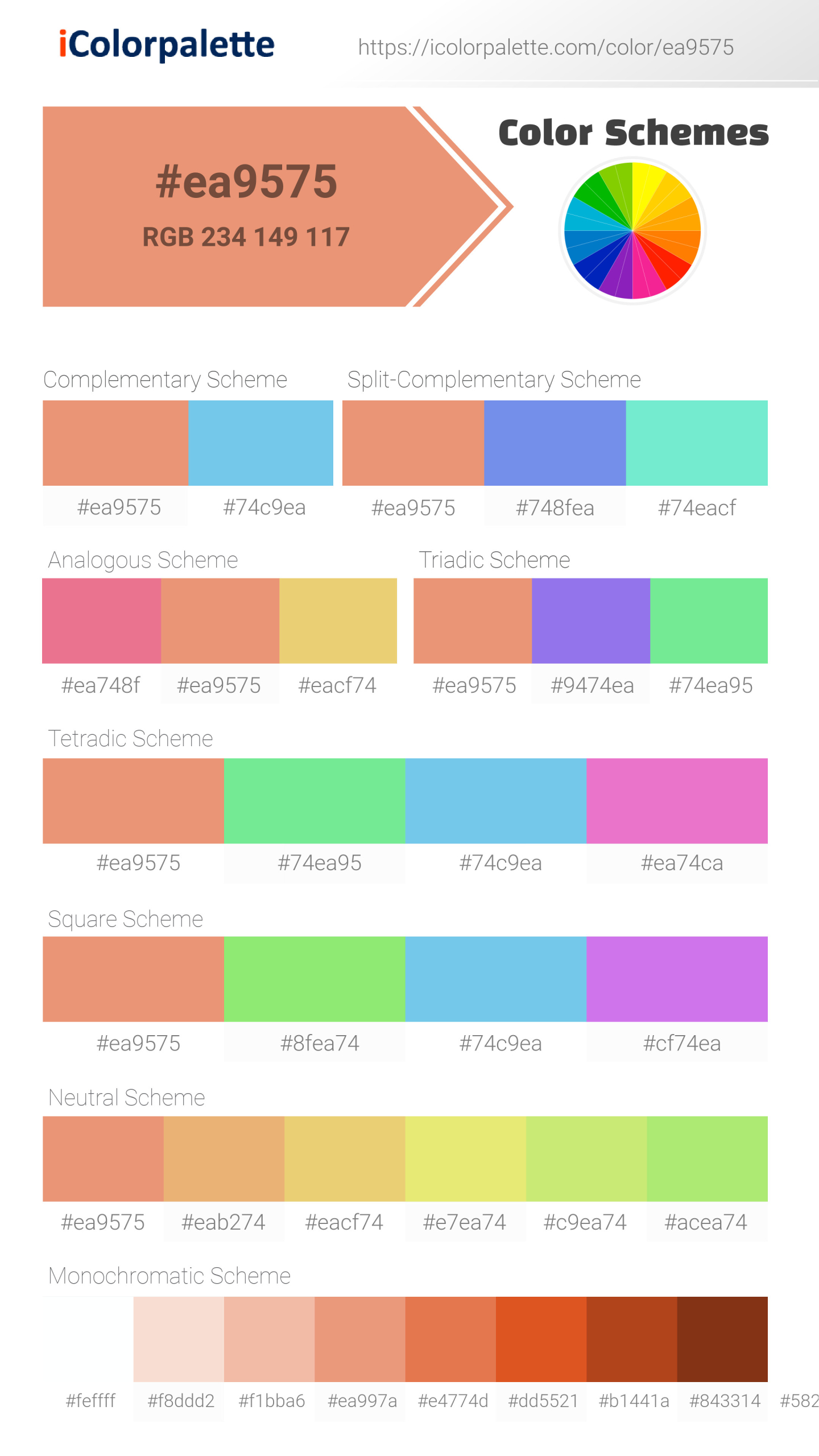 Pantone 15 1334 Tcx Shell Coral Color Hex Color Code EA9575