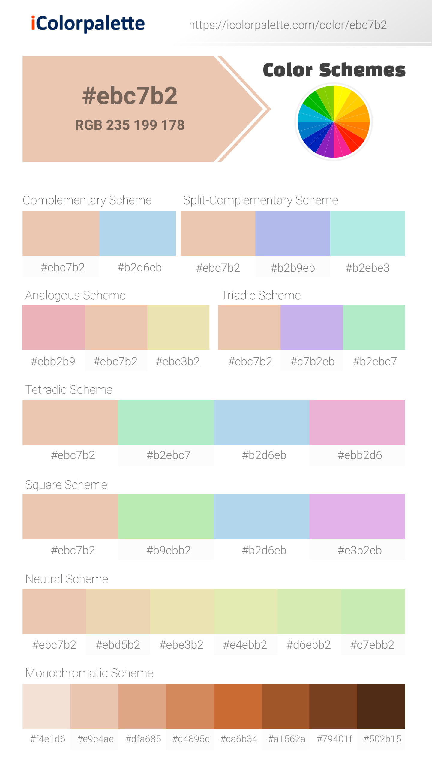 Pantone 131109 Tpx Bisque Color Hex color Code ebc7b2 information