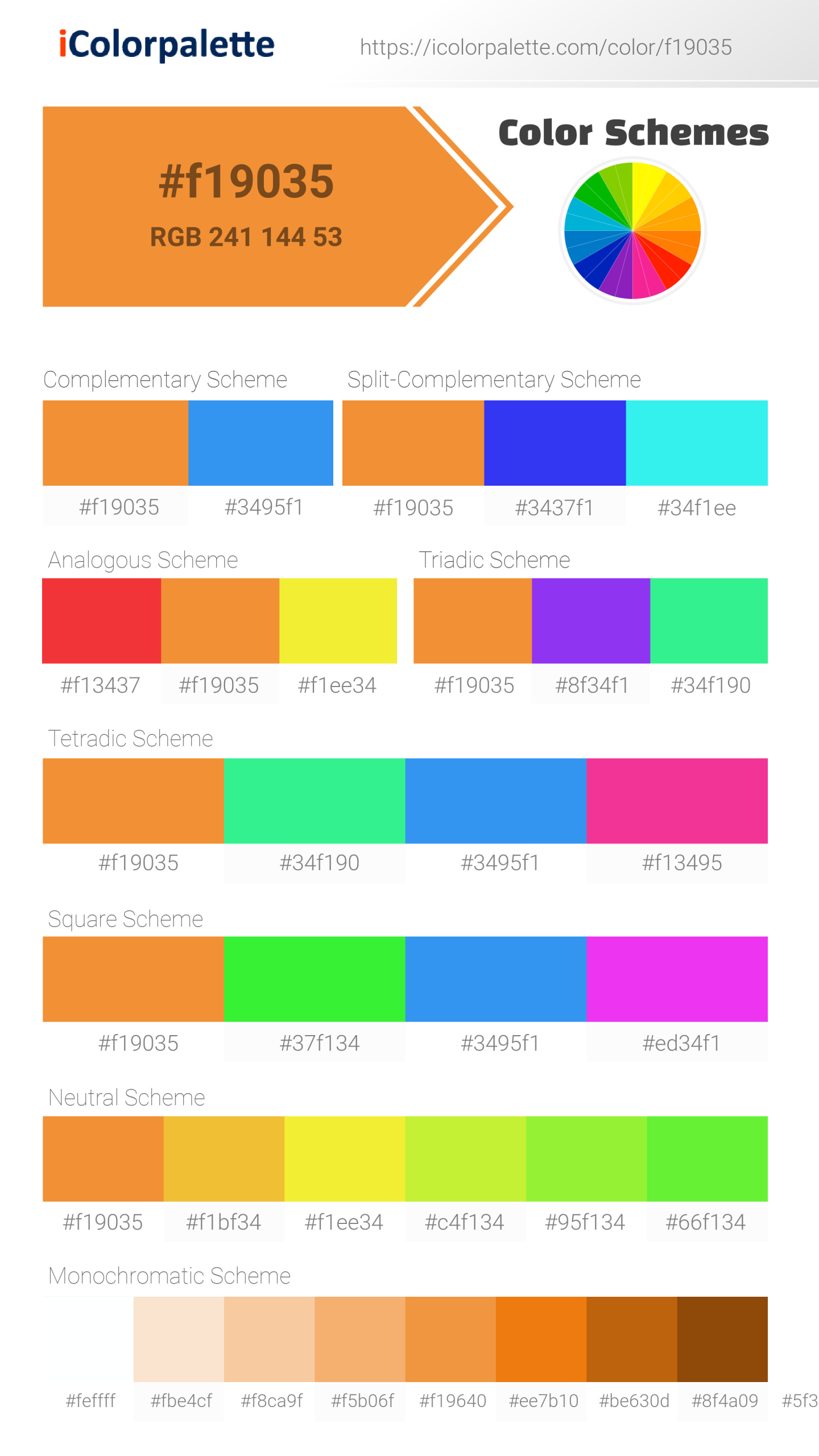 Pantone 15-1153 Tcx Apricot Color | Hex color Code #F19035